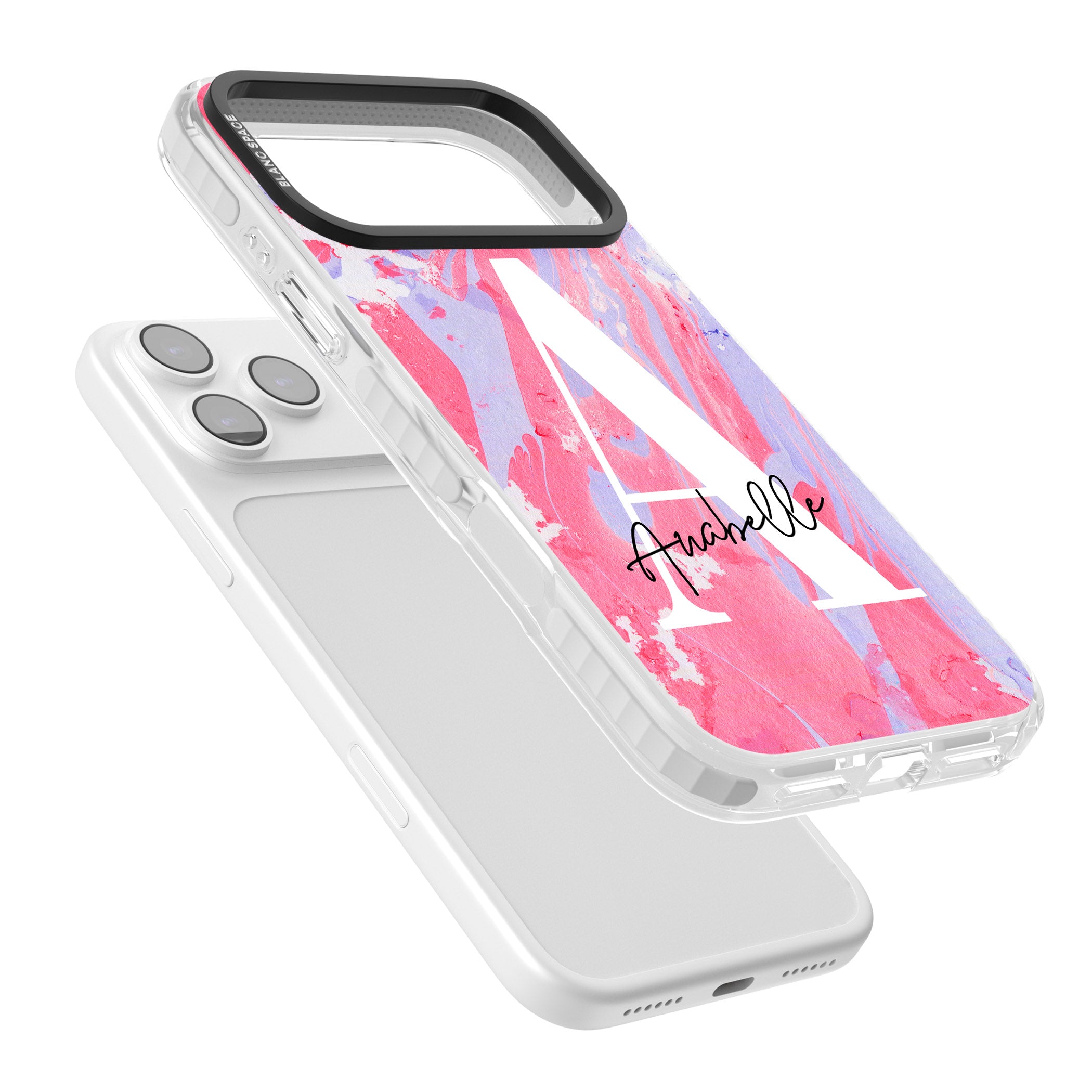 Personalised Pink & Purple Marble iPhone 17 Pro Max Impact Pro Clear Phone Case Colours