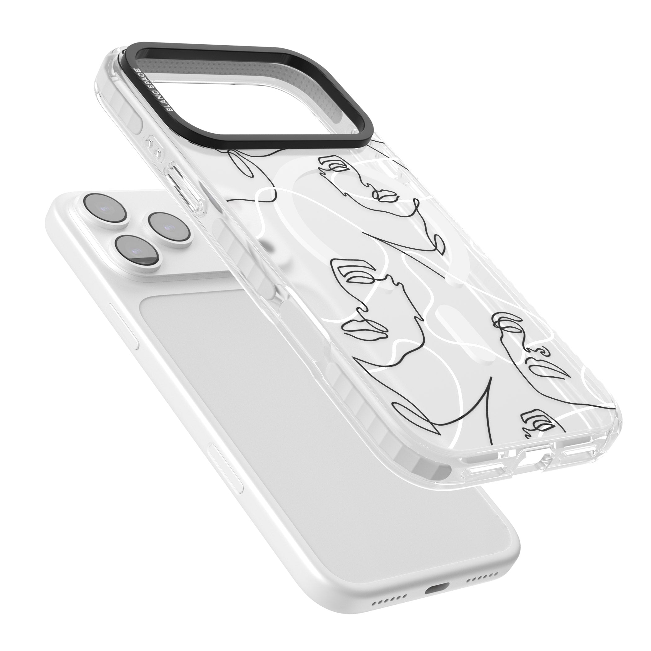 Personalised Abstract Faces iPhone 17 Pro Impact Pro Clear Phone Case Colours