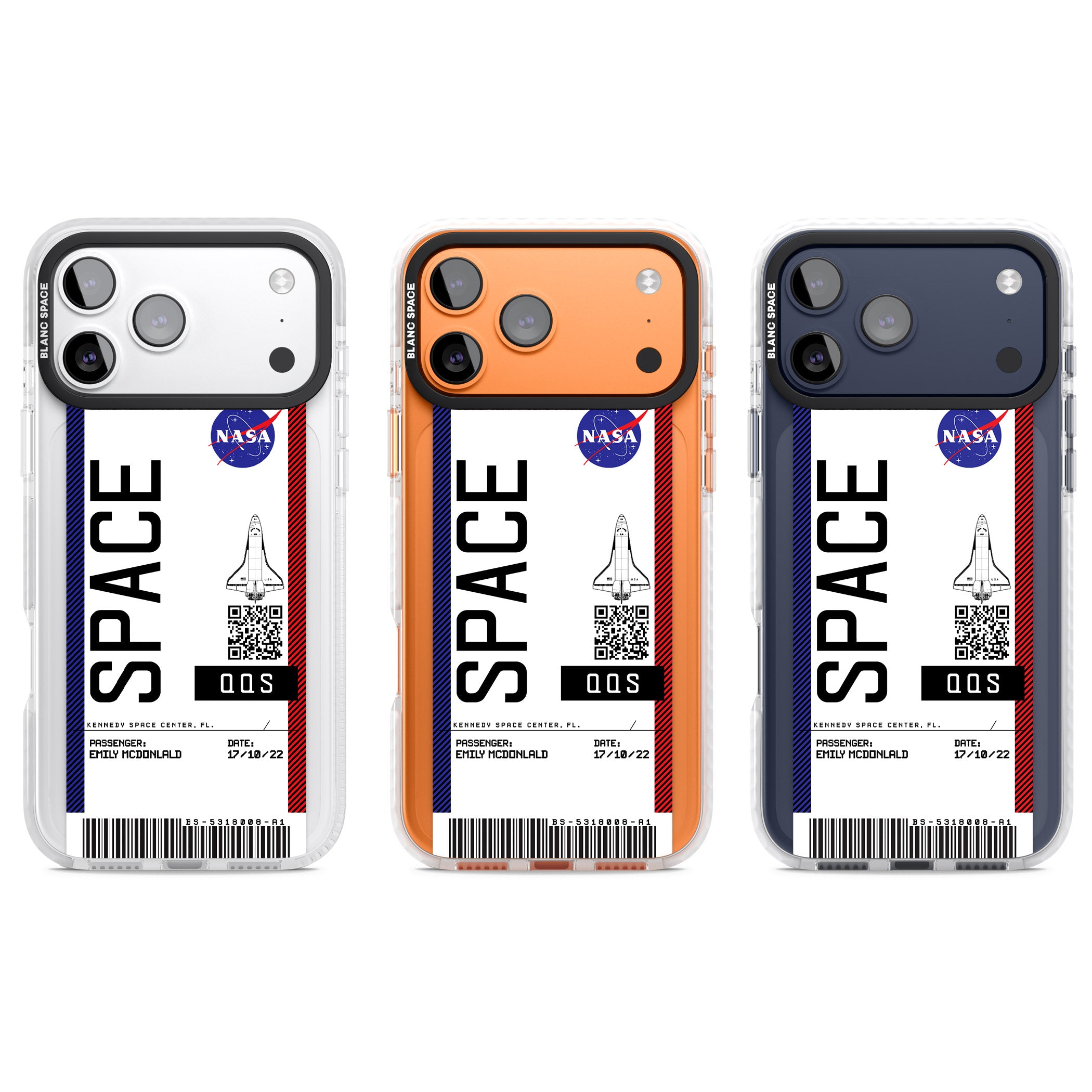 Personalised Nasa Boarding Pass (Light) iPhone 17 Pro Impact Pro Clear Phone Case APT Impact Protection