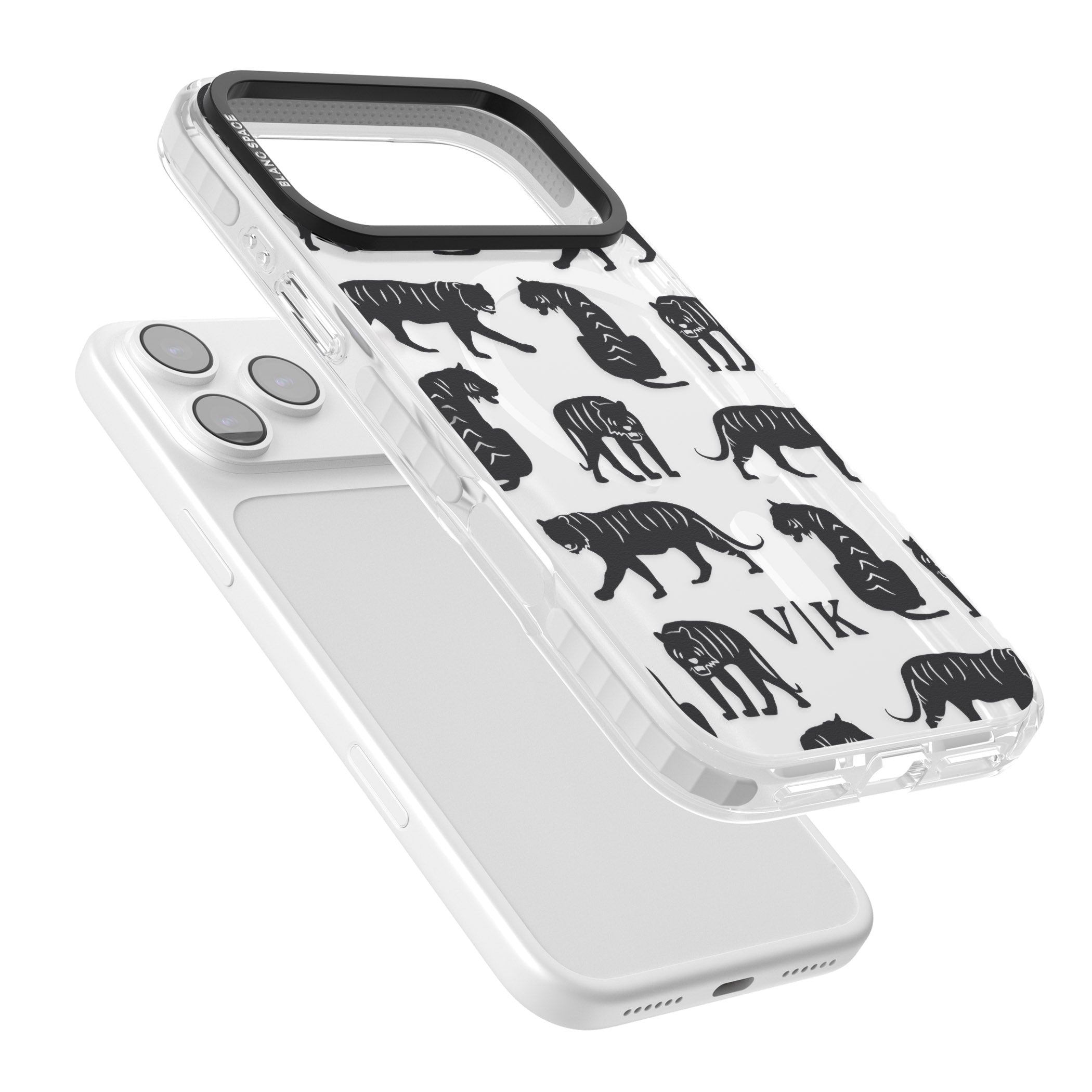 Personalised Tiger Silhouettes iPhone 17 Pro Impact Pro Clear Phone Case Colours