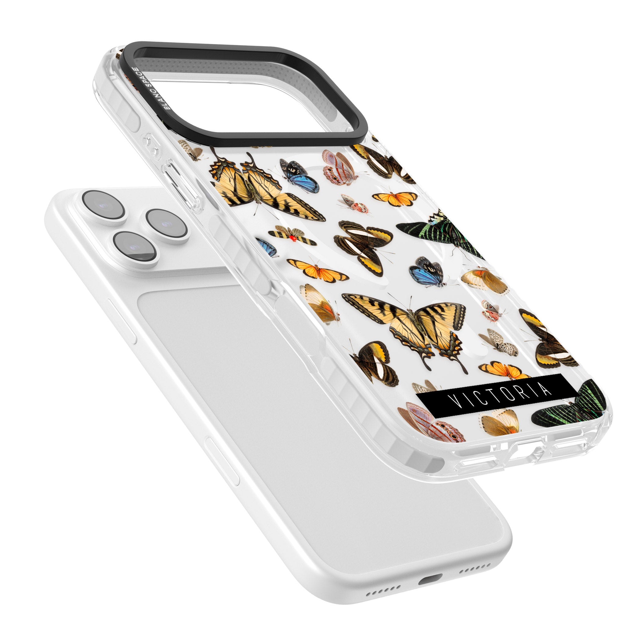 Personalised Butterfly Archive iPhone 17 Pro Impact Pro Clear Phone Case Colours