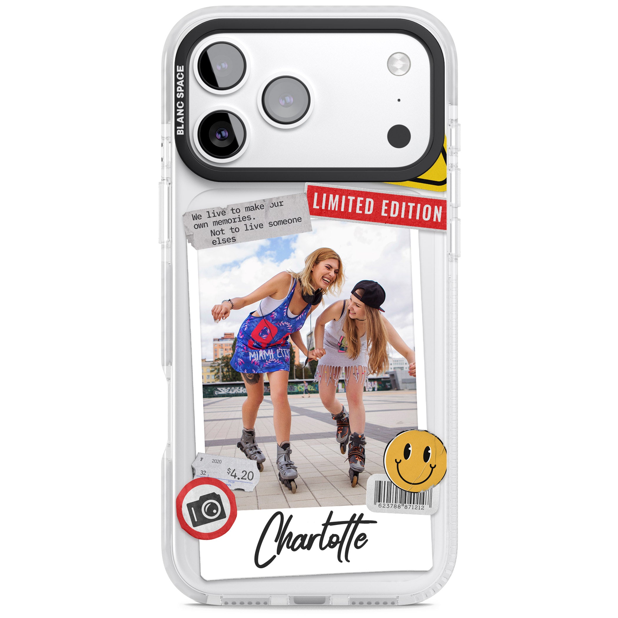 Personalised Sticker Mix Instant Photo iPhone 17 Pro Impact Pro Clear Phone Case