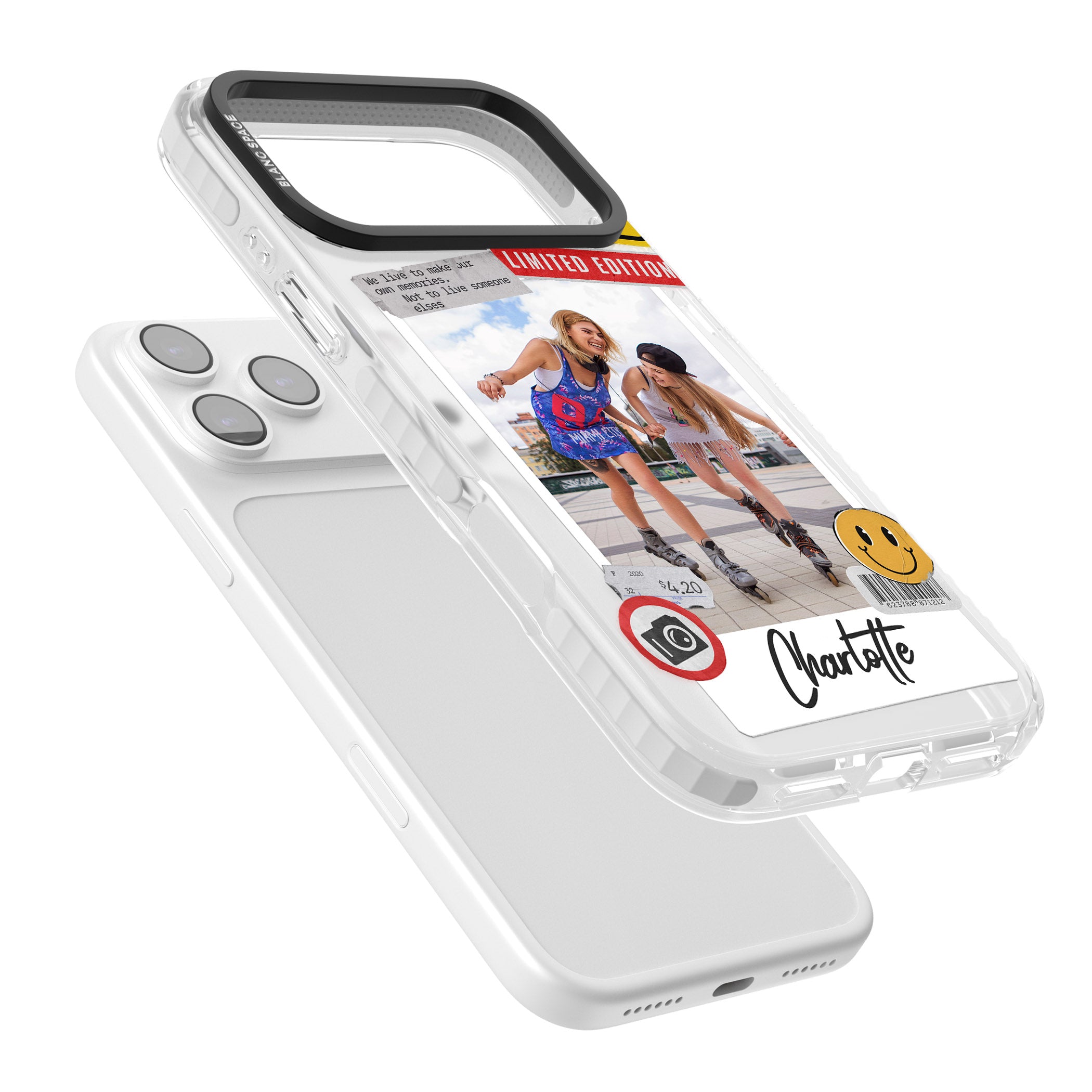 Personalised Sticker Mix Instant Photo iPhone 17 Pro Max Impact Pro Clear Phone Case Colours