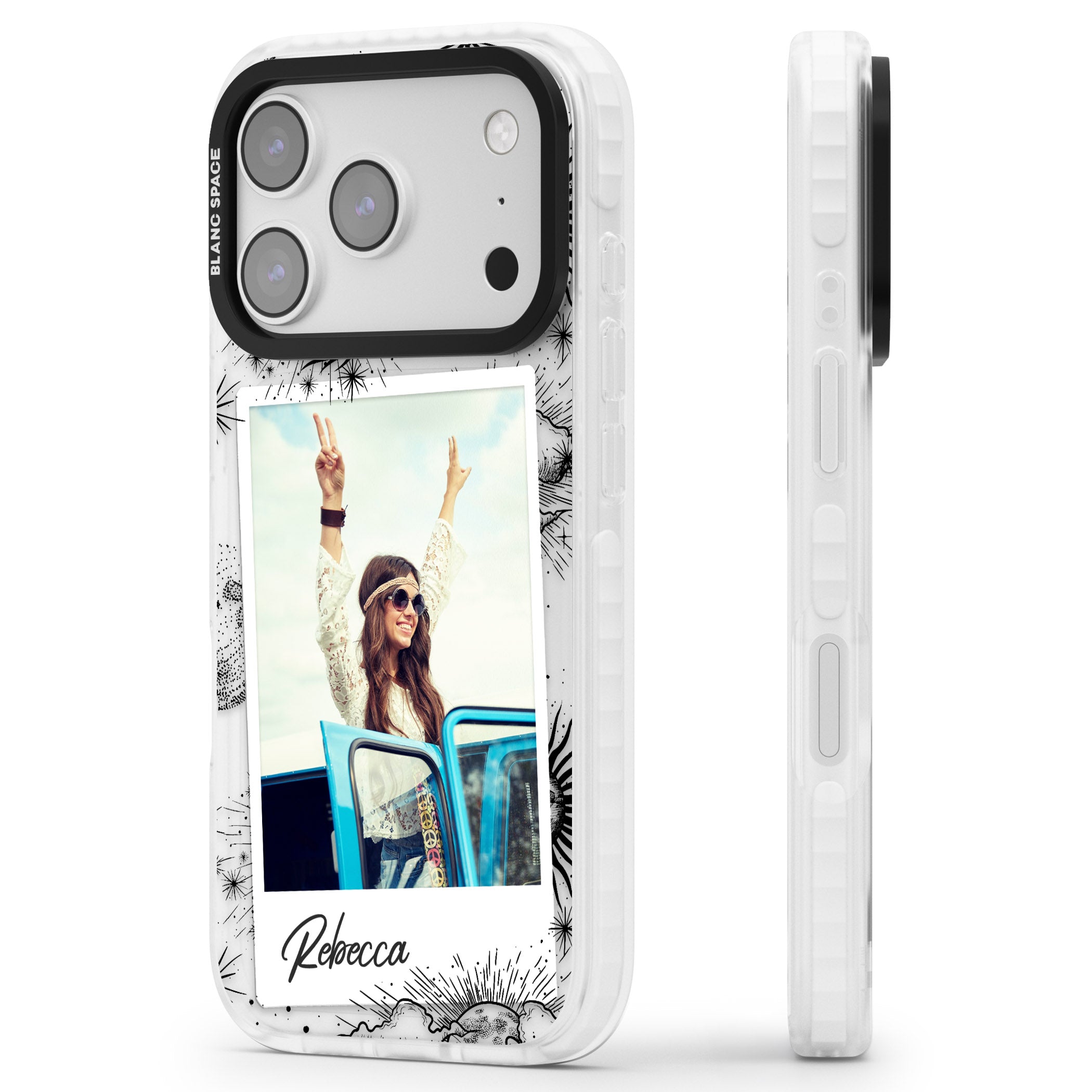 Personalised Astrology Instant Photo iPhone 17 Pro Impact Pro Clear Phone Case Side Profile