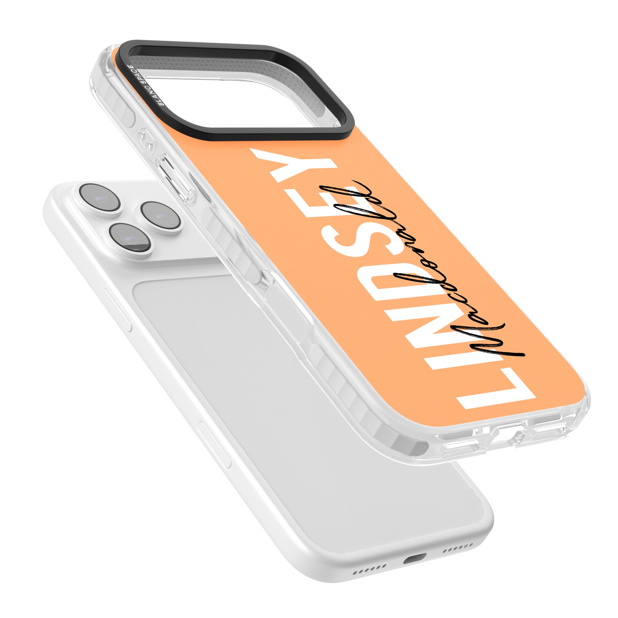 Personalised Bold Name: Peach iPhone 17 Pro Max Impact Pro Clear Phone Case Colours