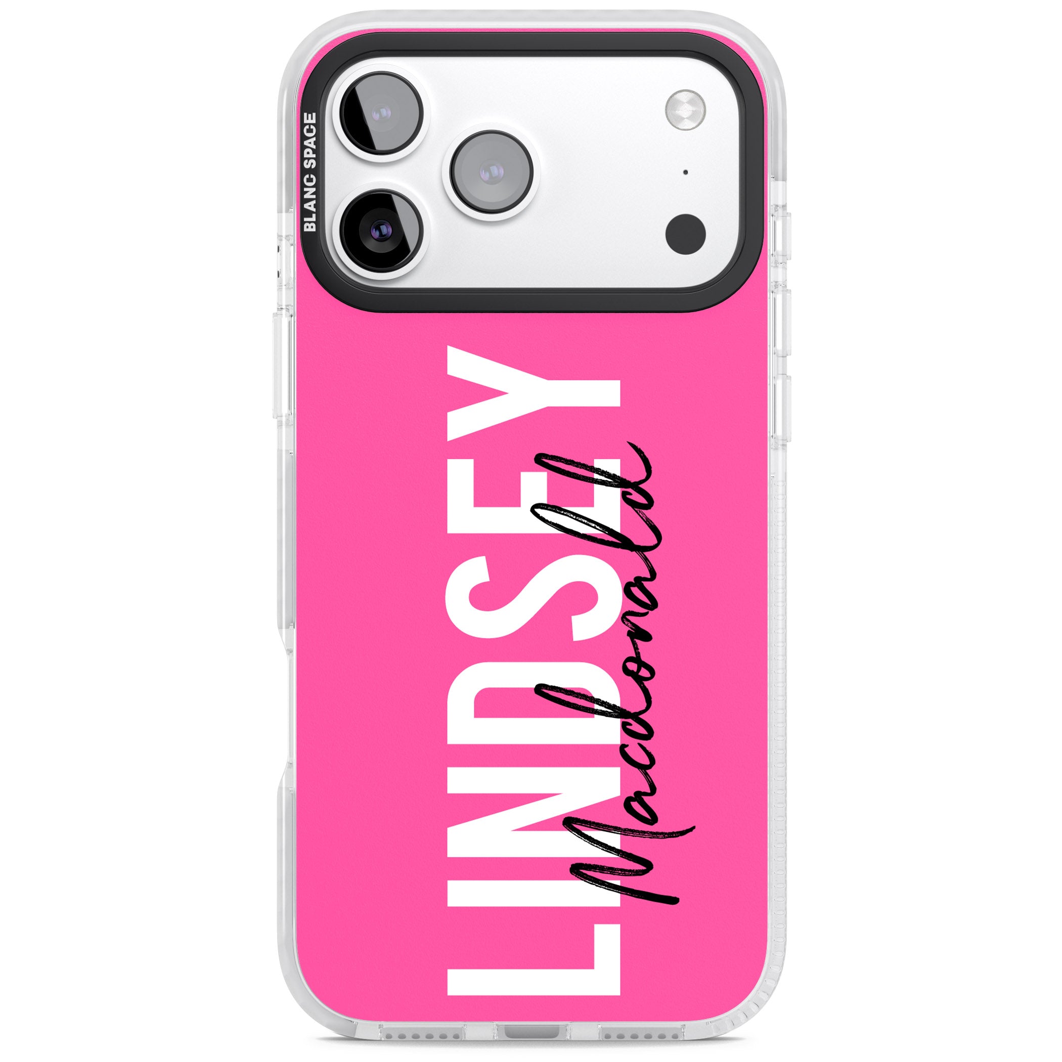 Personalised Bold Name: Pink iPhone 17 Pro Max Impact Pro Clear Phone Case