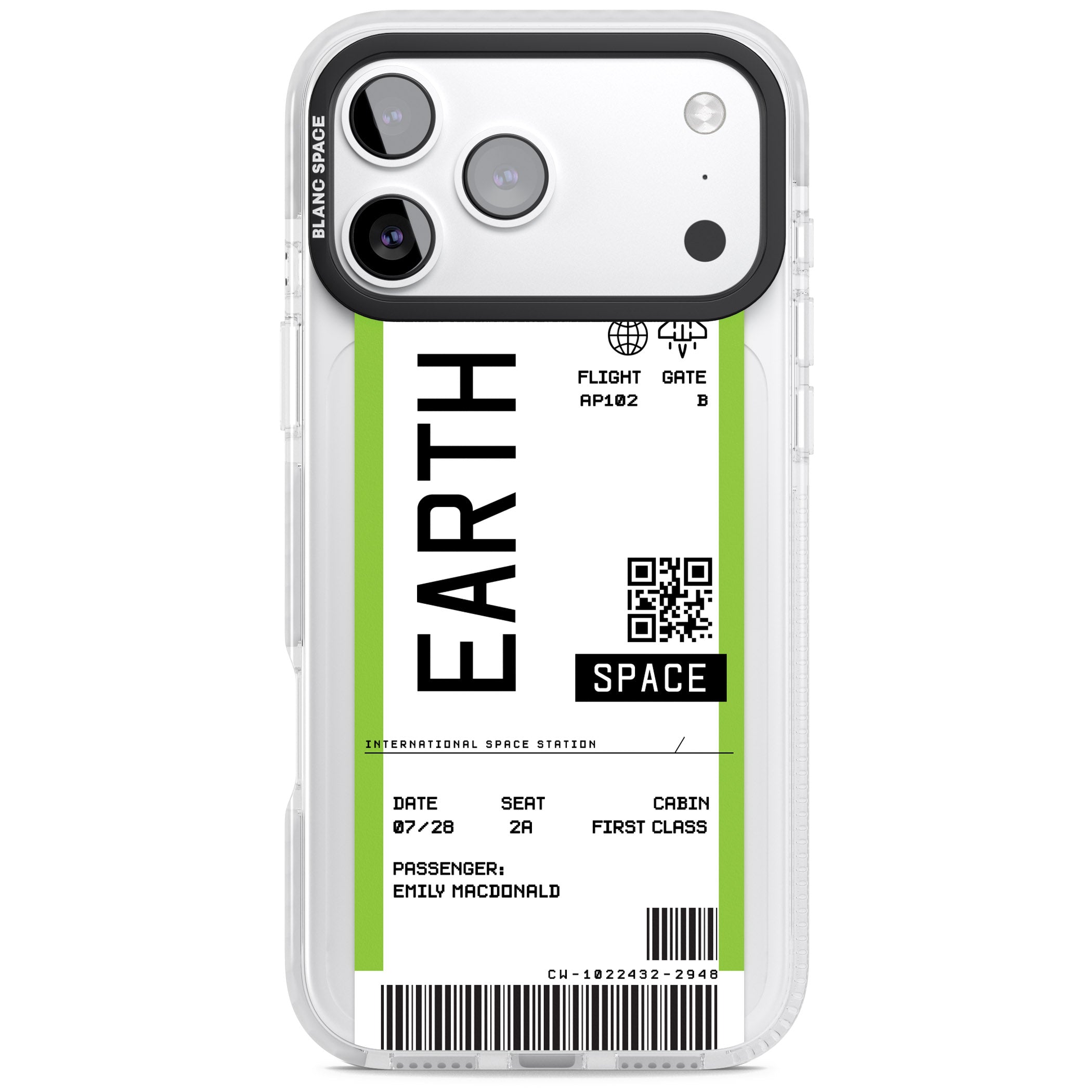 Personalised Earth Travel Ticket iPhone 17 Pro Impact Pro Clear Phone Case