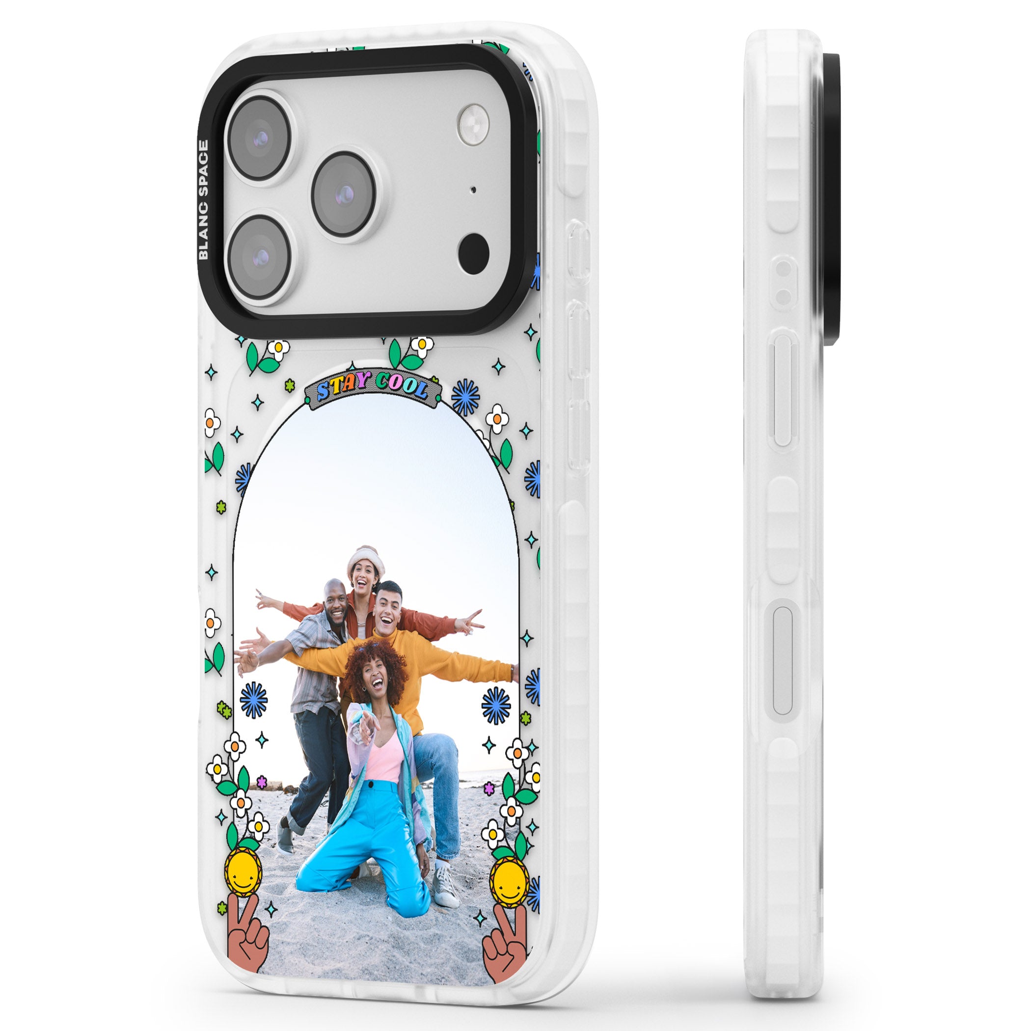 Personalised Summer Photo Frame iPhone 17 Pro Impact Pro Clear Phone Case Side Profile