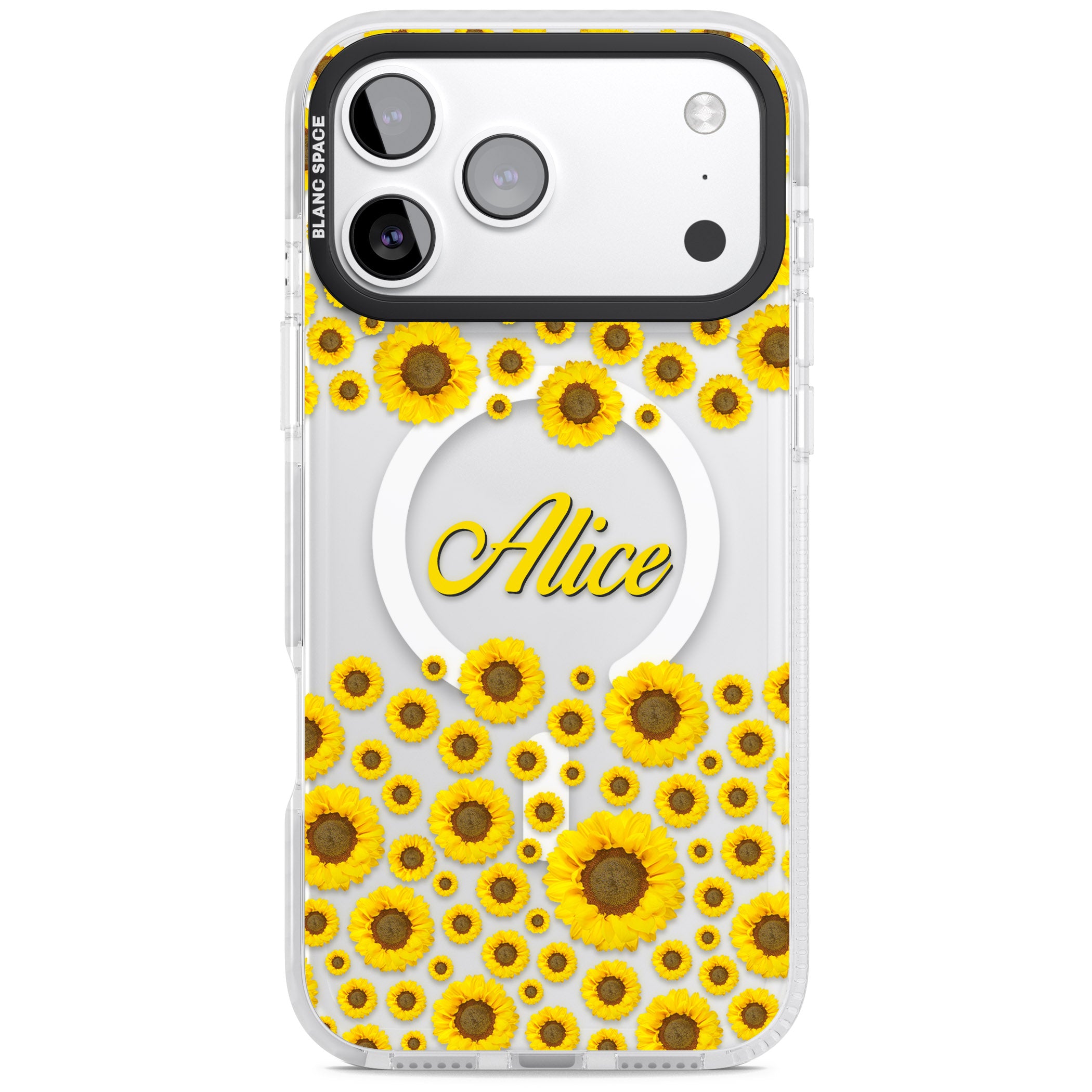 Personalised Sunflowers iPhone 17 Pro Impact Pro Clear Phone Case