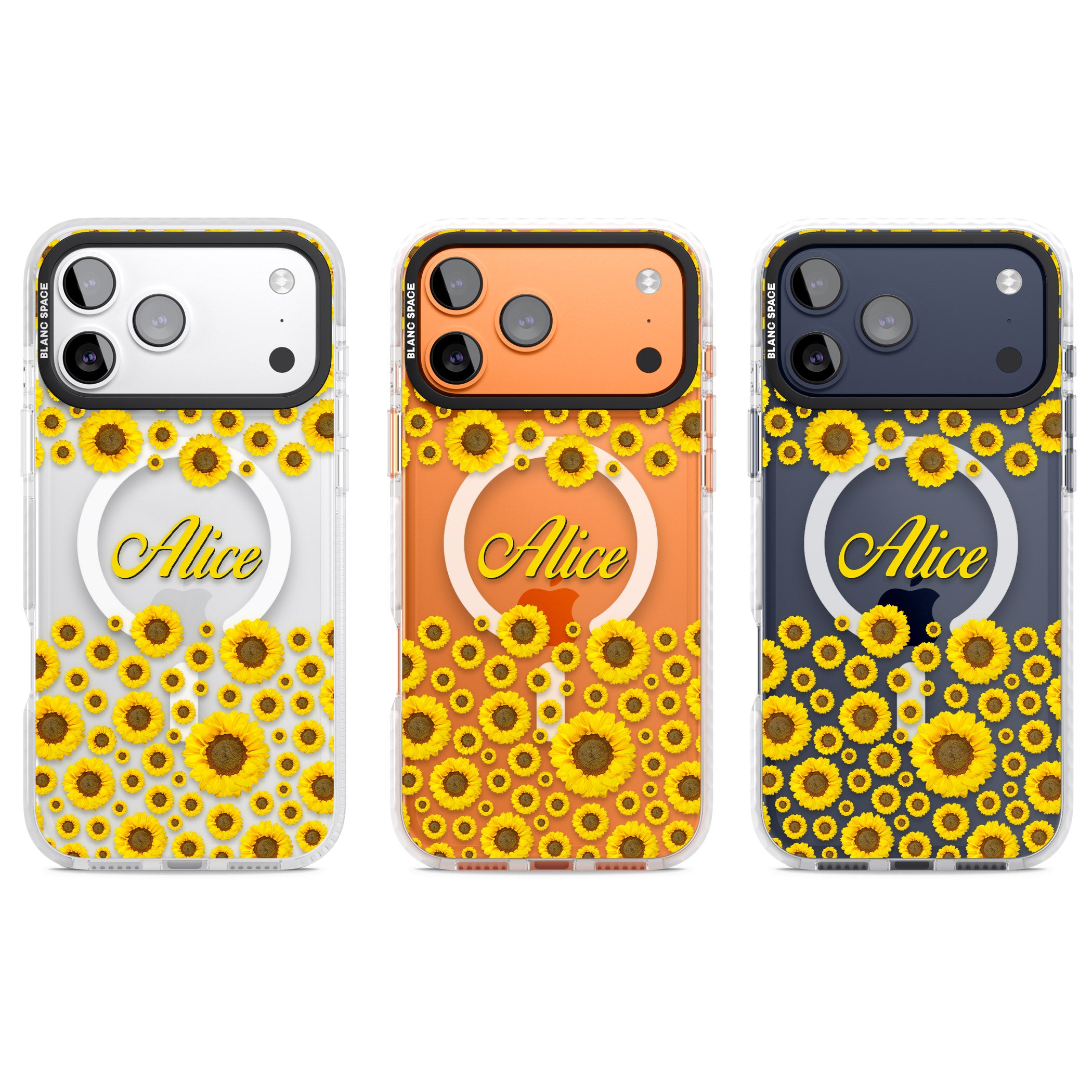 Personalised Sunflowers iPhone 17 Pro Impact Pro Clear Phone Case APT Impact Protection