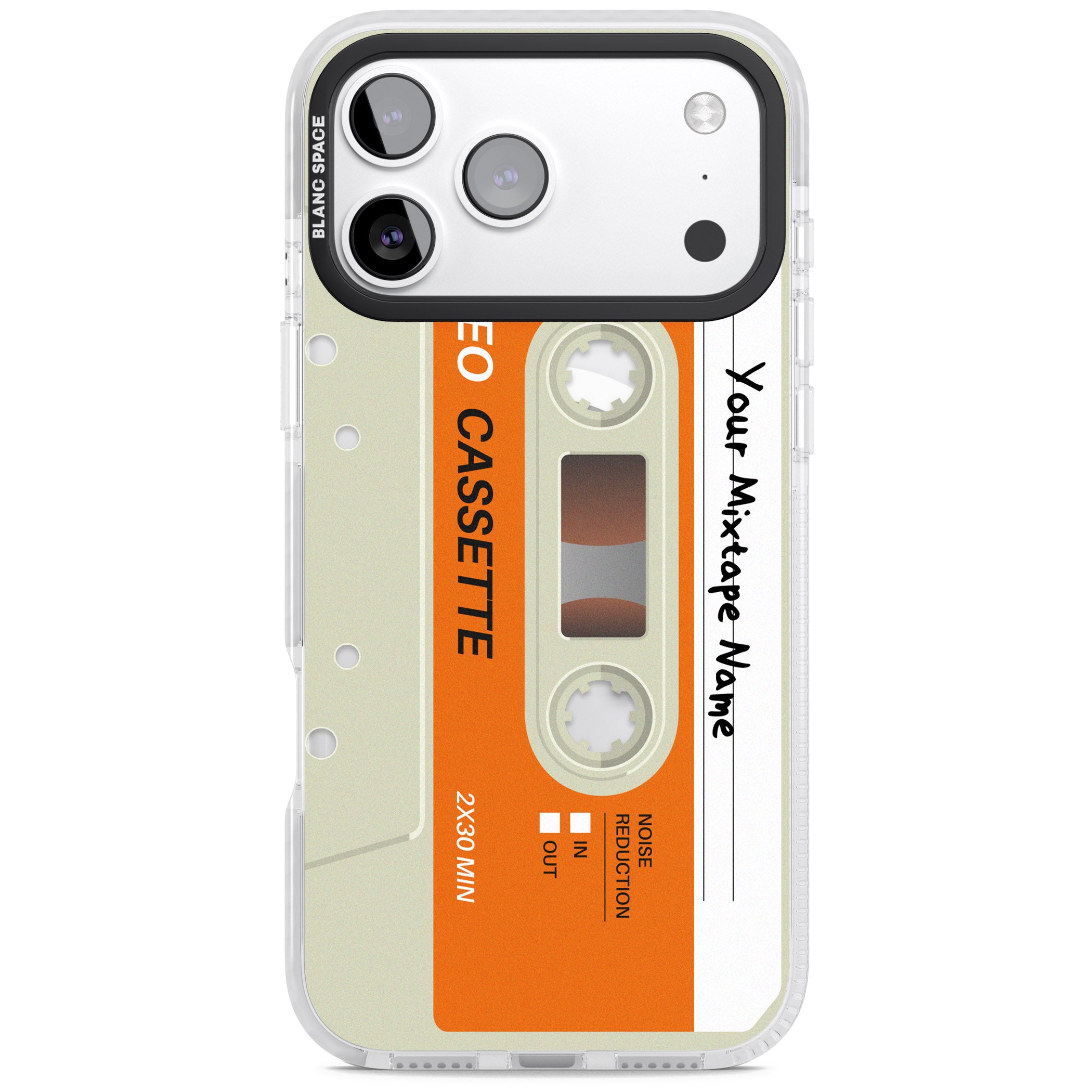 Personalised Retro Cassette Classic iPhone 17 Pro Impact Pro Clear Phone Case