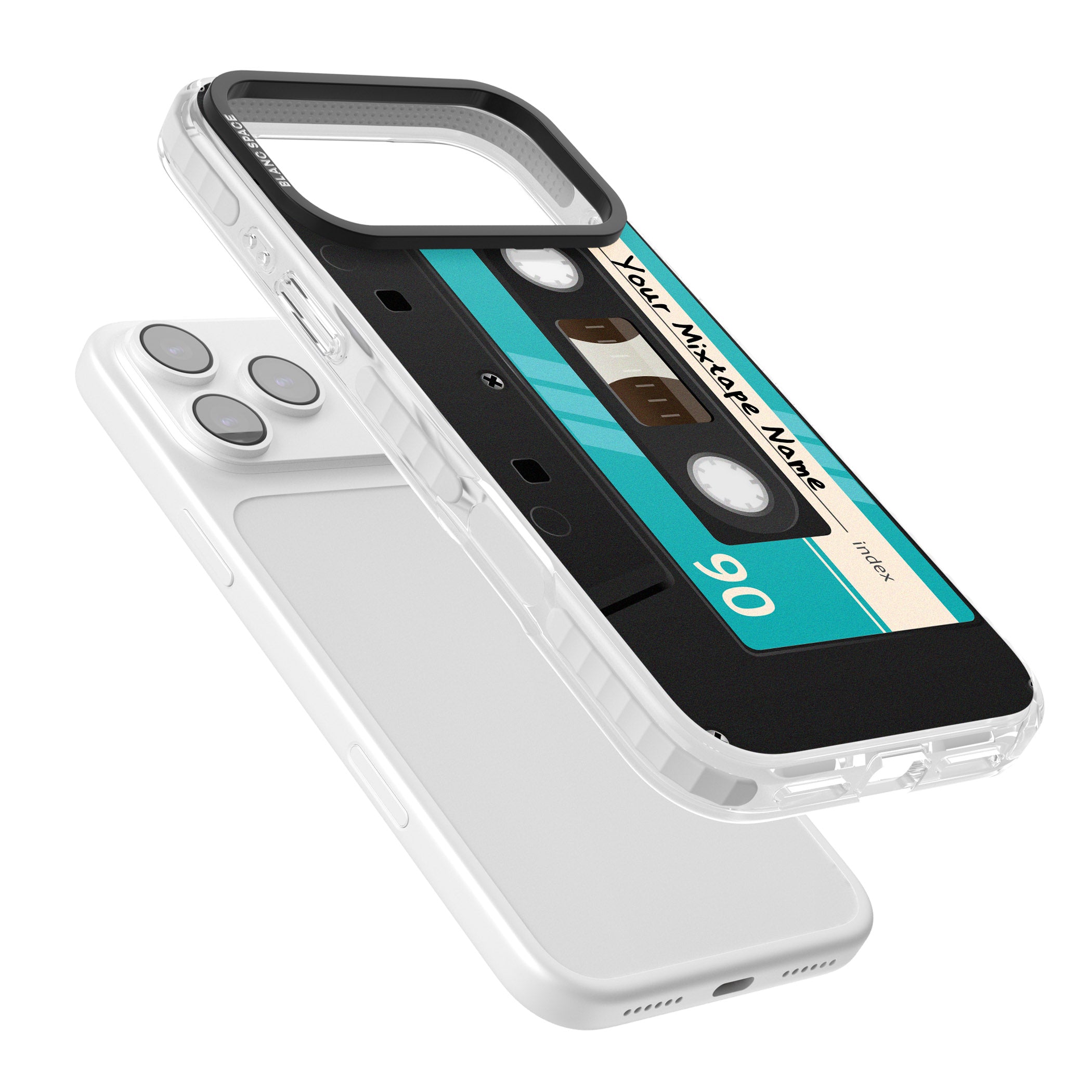 Personalised Retro Mixtape Dark iPhone 17 Pro Impact Pro Clear Phone Case Colours