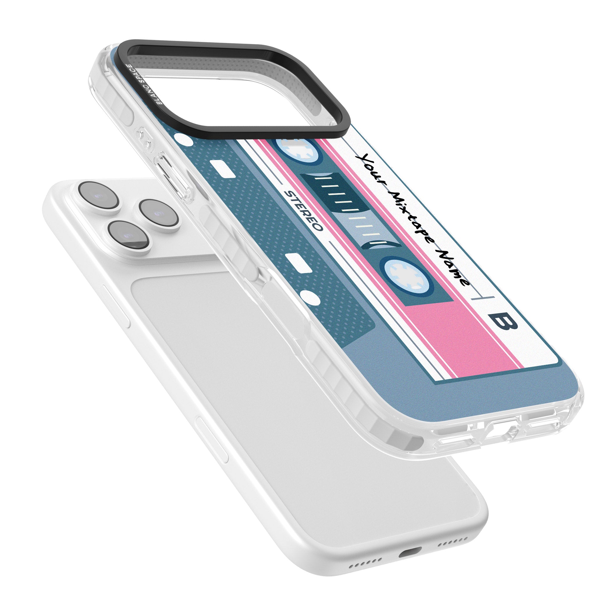 Personalised Retro Cassette Mixtape iPhone 17 Pro Max Impact Pro Clear Phone Case Colours