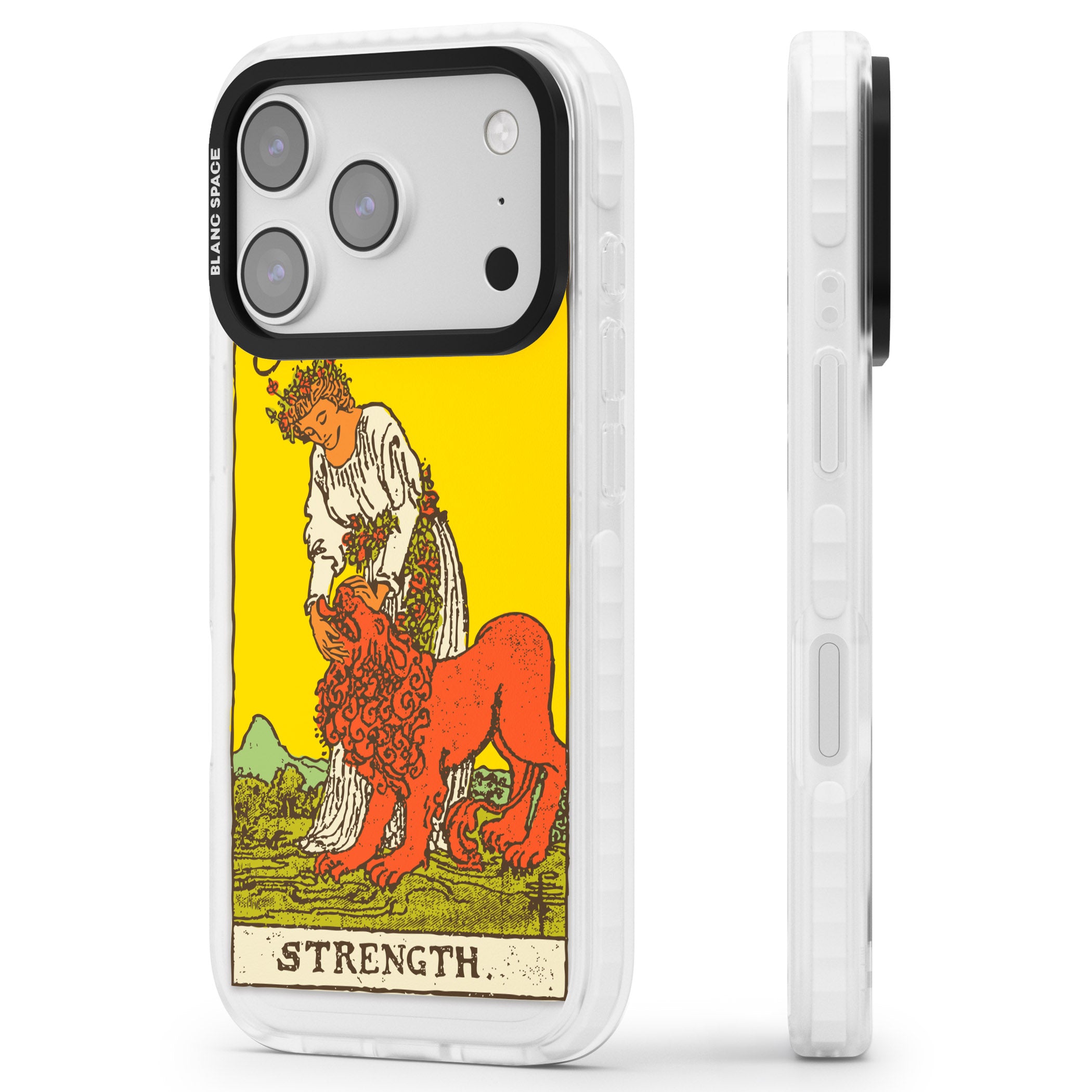 Personalised Strength Tarot Card (Color) iPhone 17 Pro Max Impact Pro Clear Phone Case Side Profile