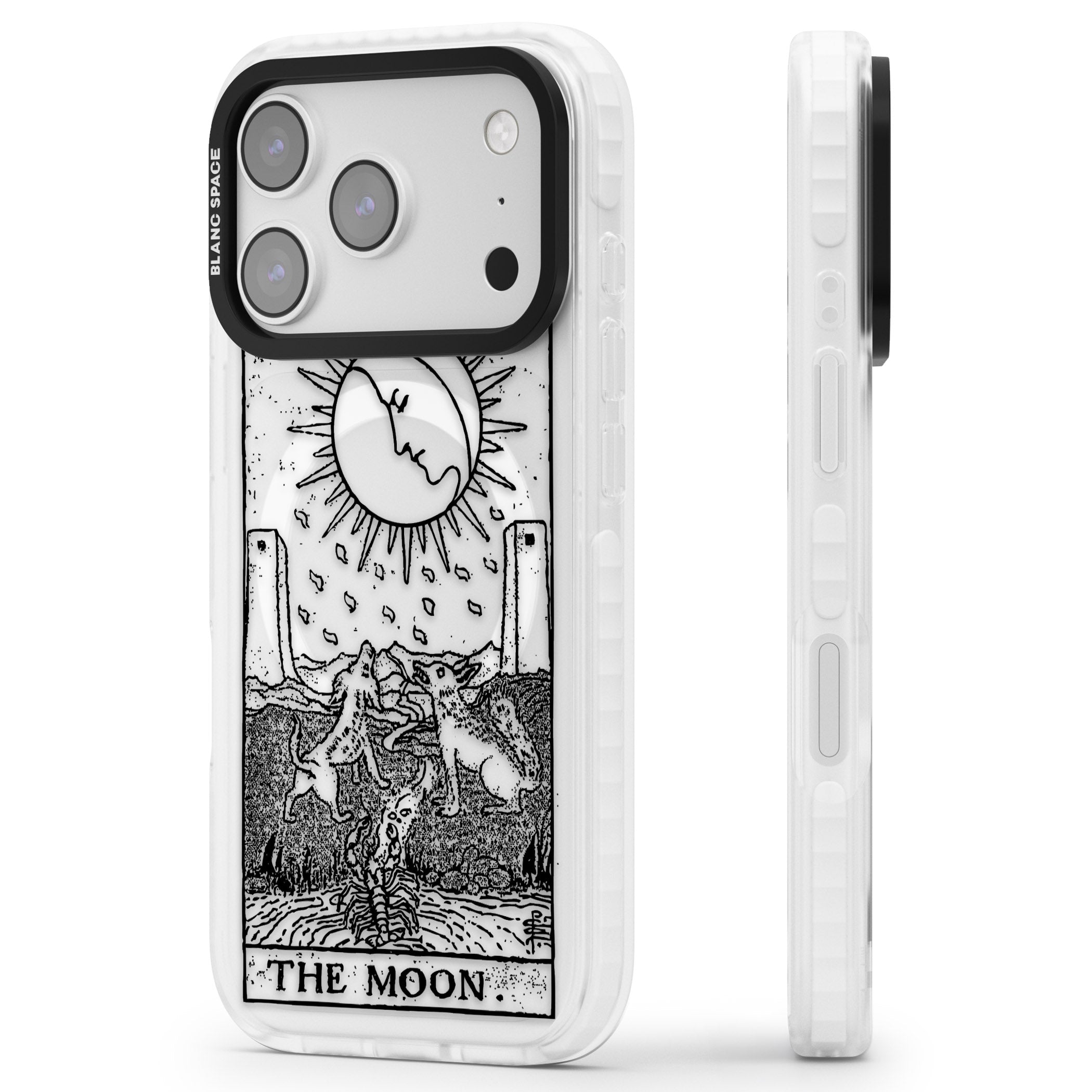 Personalised The Moon Tarot Card (Clear) iPhone 17 Pro Impact Pro Clear Phone Case Side Profile