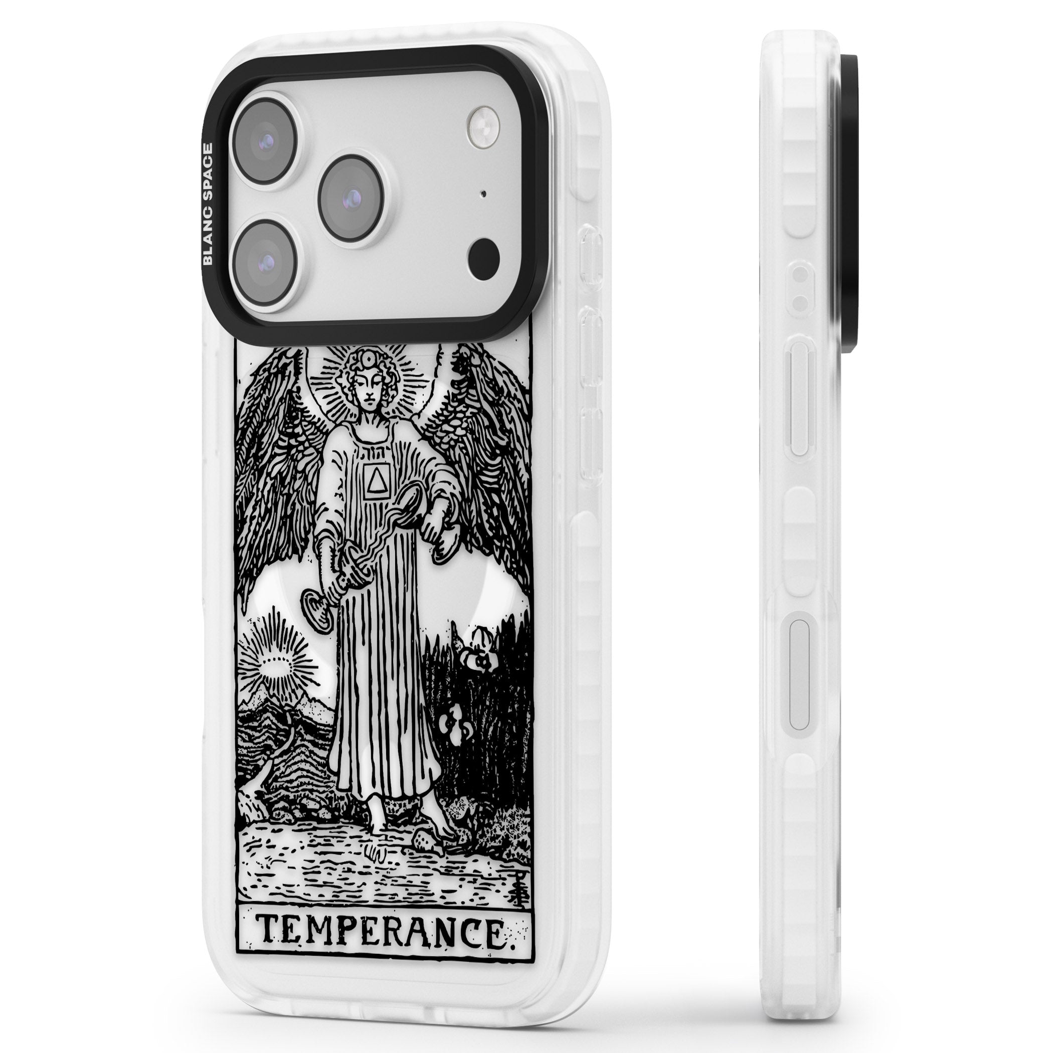 Personalised Temperance Tarot Card (Clear) iPhone 17 Pro Impact Pro Clear Phone Case Side Profile