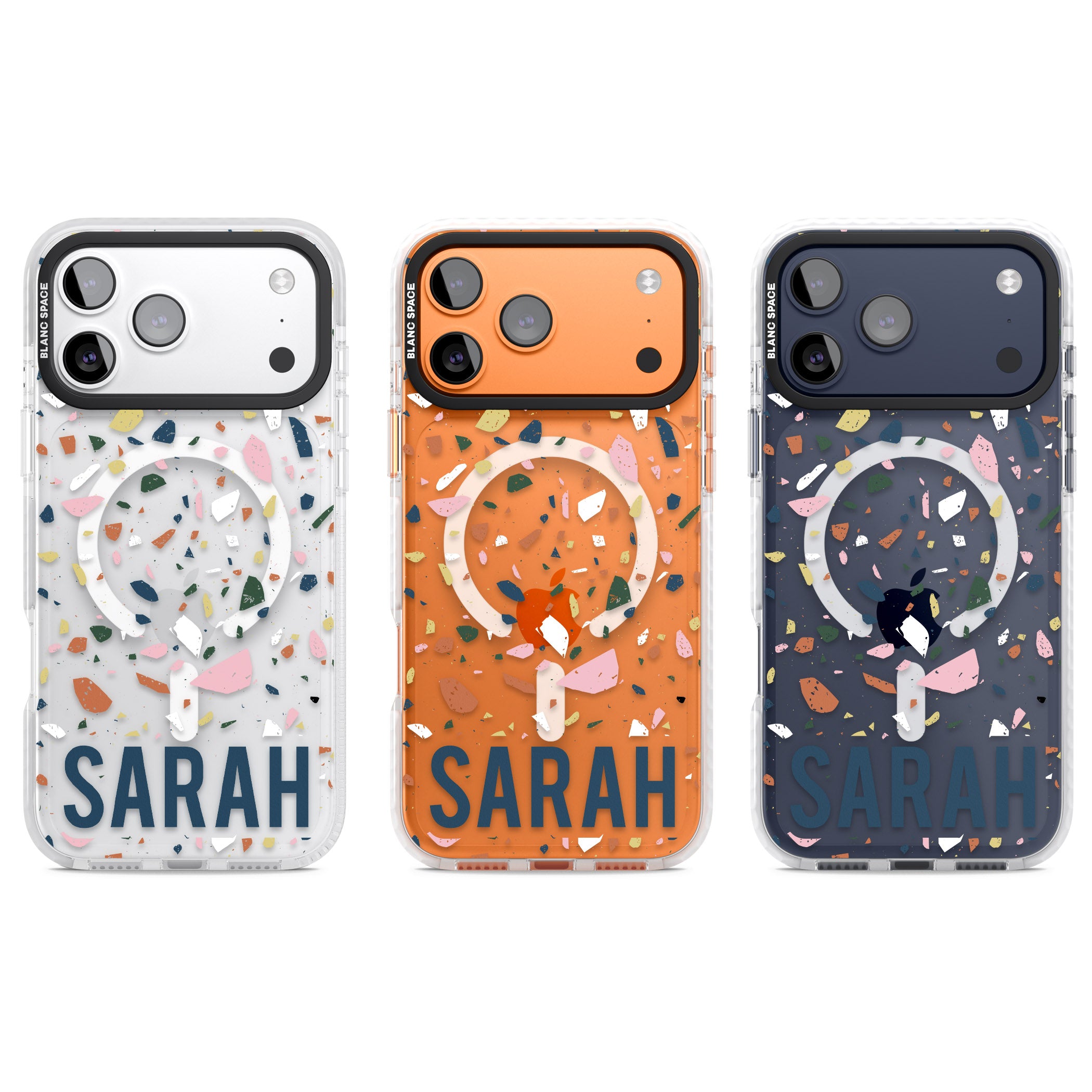 Personalised Terrazzo iPhone 17 Pro Impact Pro Clear Phone Case APT Impact Protection