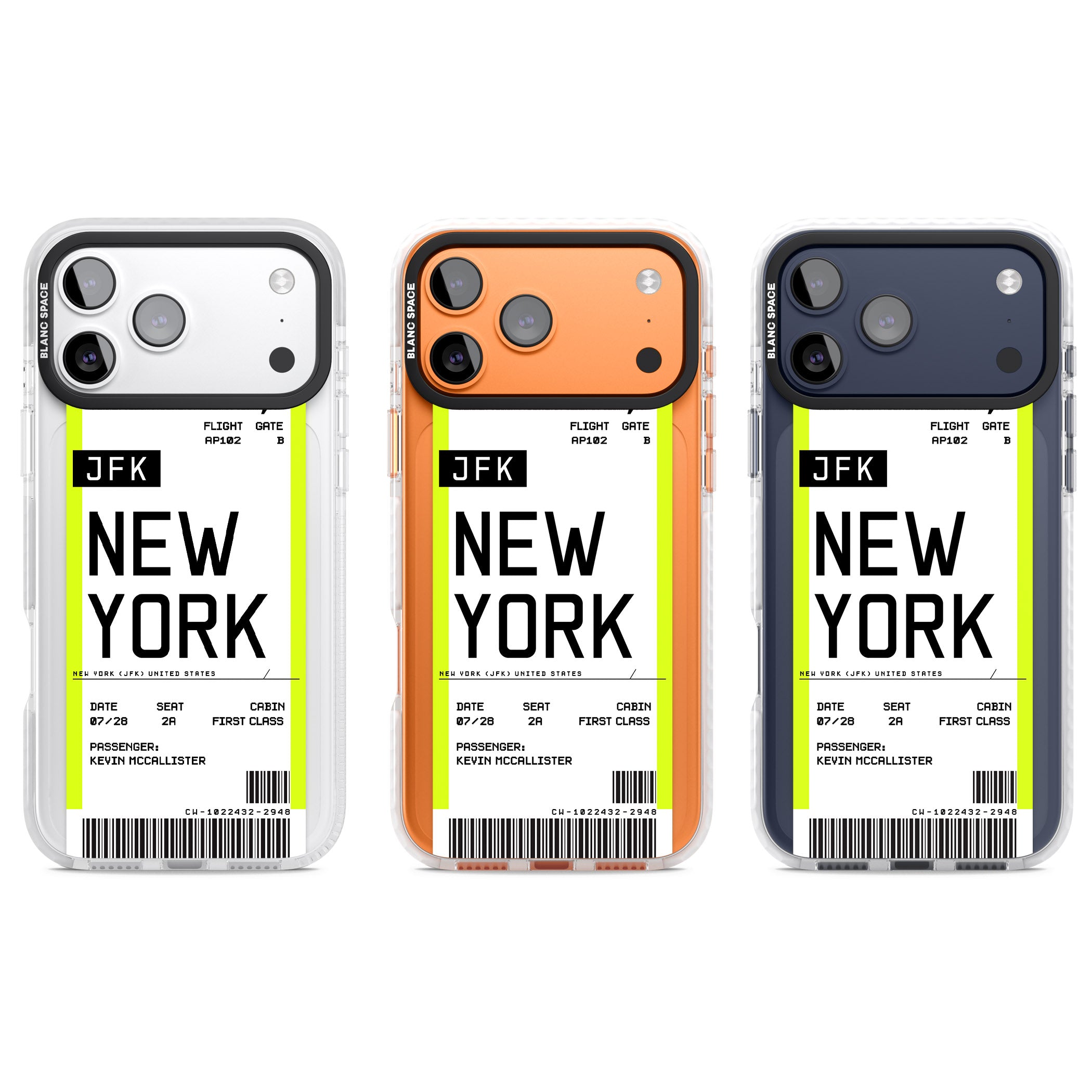 Personalised New York Boarding Pass iPhone 17 Pro Impact Pro Clear Phone Case APT Impact Protection