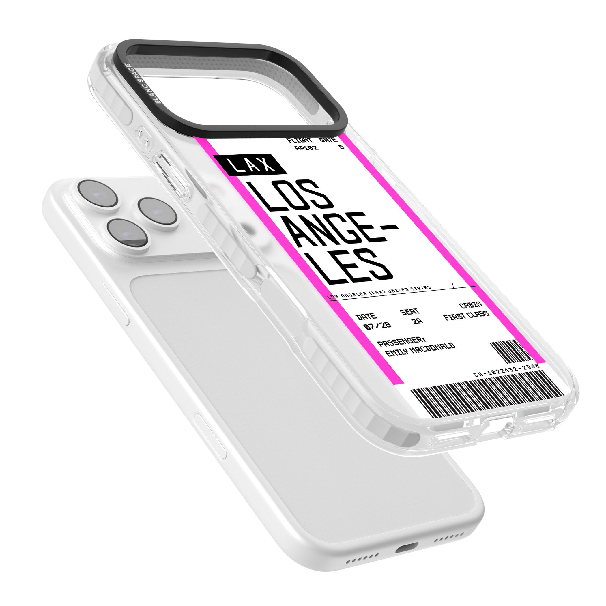 Personalised Los Angeles Boarding Pass iPhone 17 Pro Impact Pro Clear Phone Case Colours