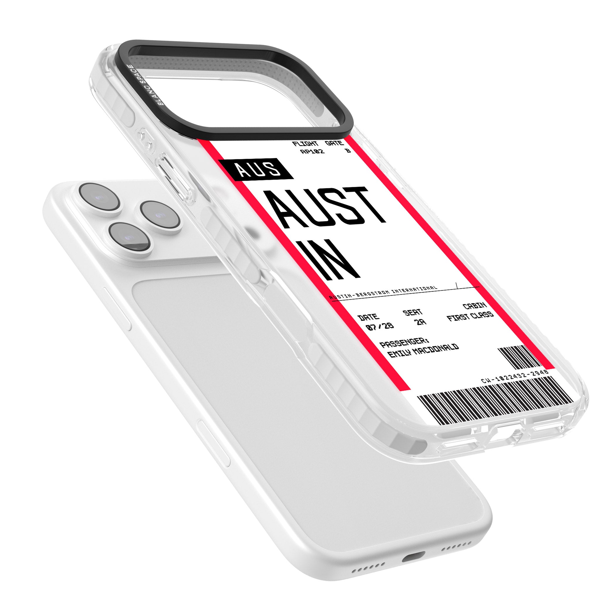 Personalised Austin Boarding Pass iPhone 17 Pro Max Impact Pro Clear Phone Case Colours