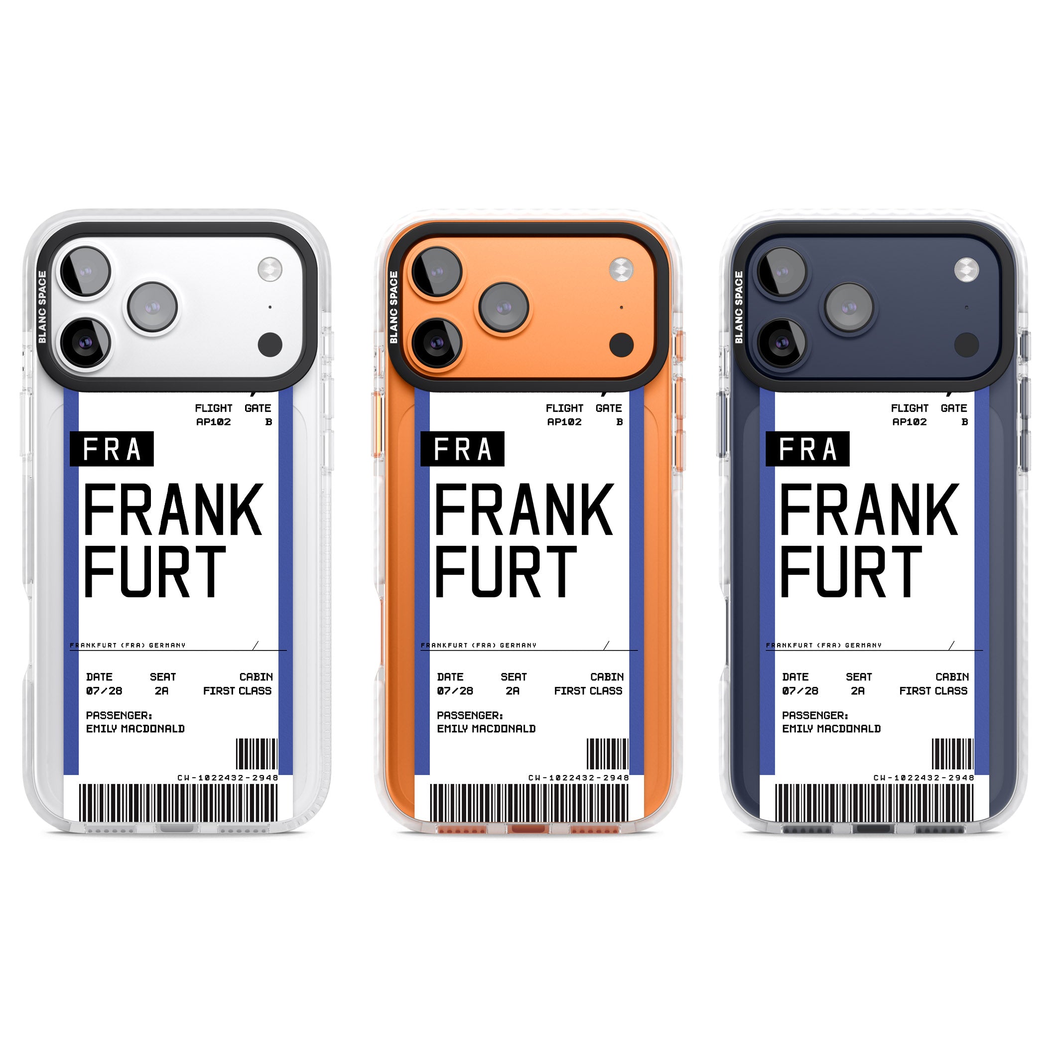 Personalised Frankfurt Boarding Pass iPhone 17 Pro Impact Pro Clear Phone Case APT Impact Protection