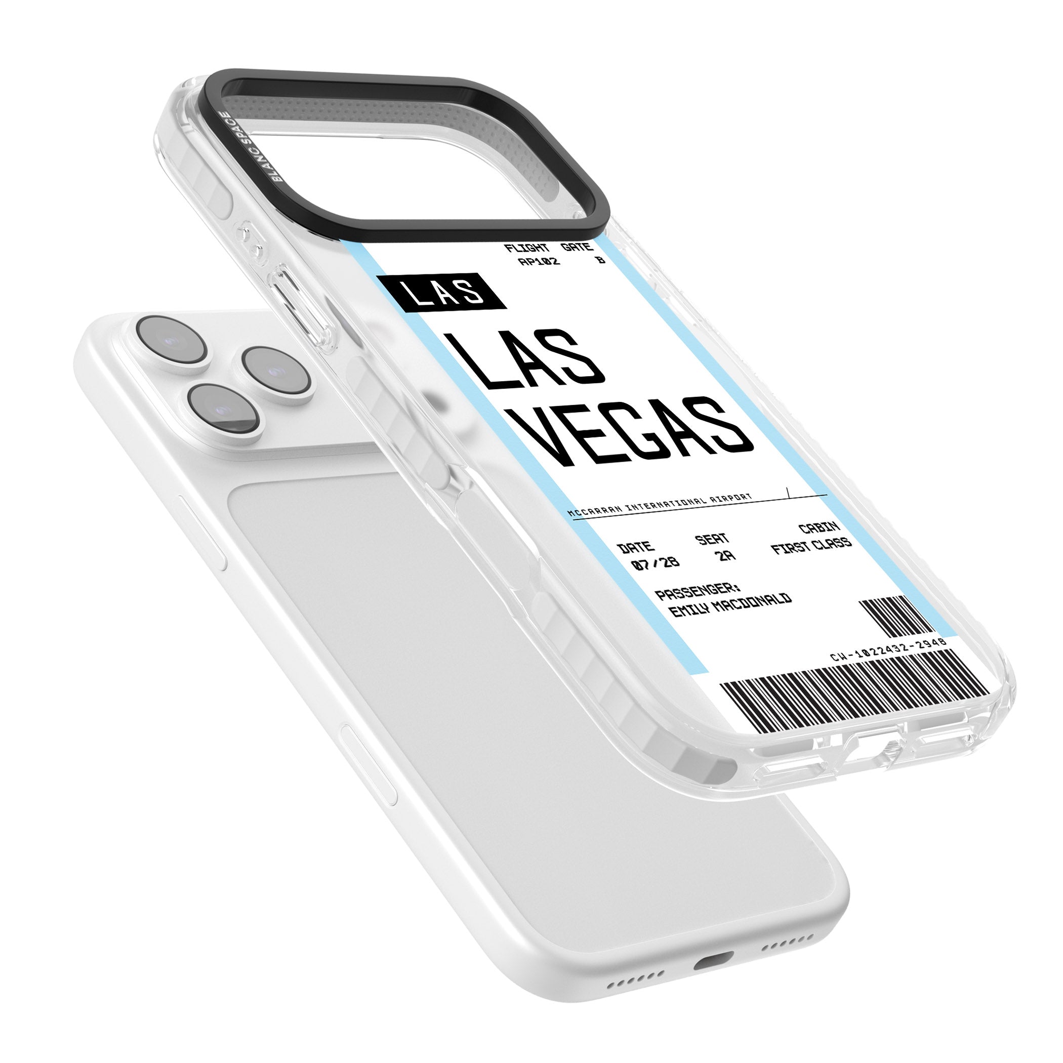 Personalised Las Vegas Boarding Pass iPhone 17 Pro Impact Pro Clear Phone Case Colours