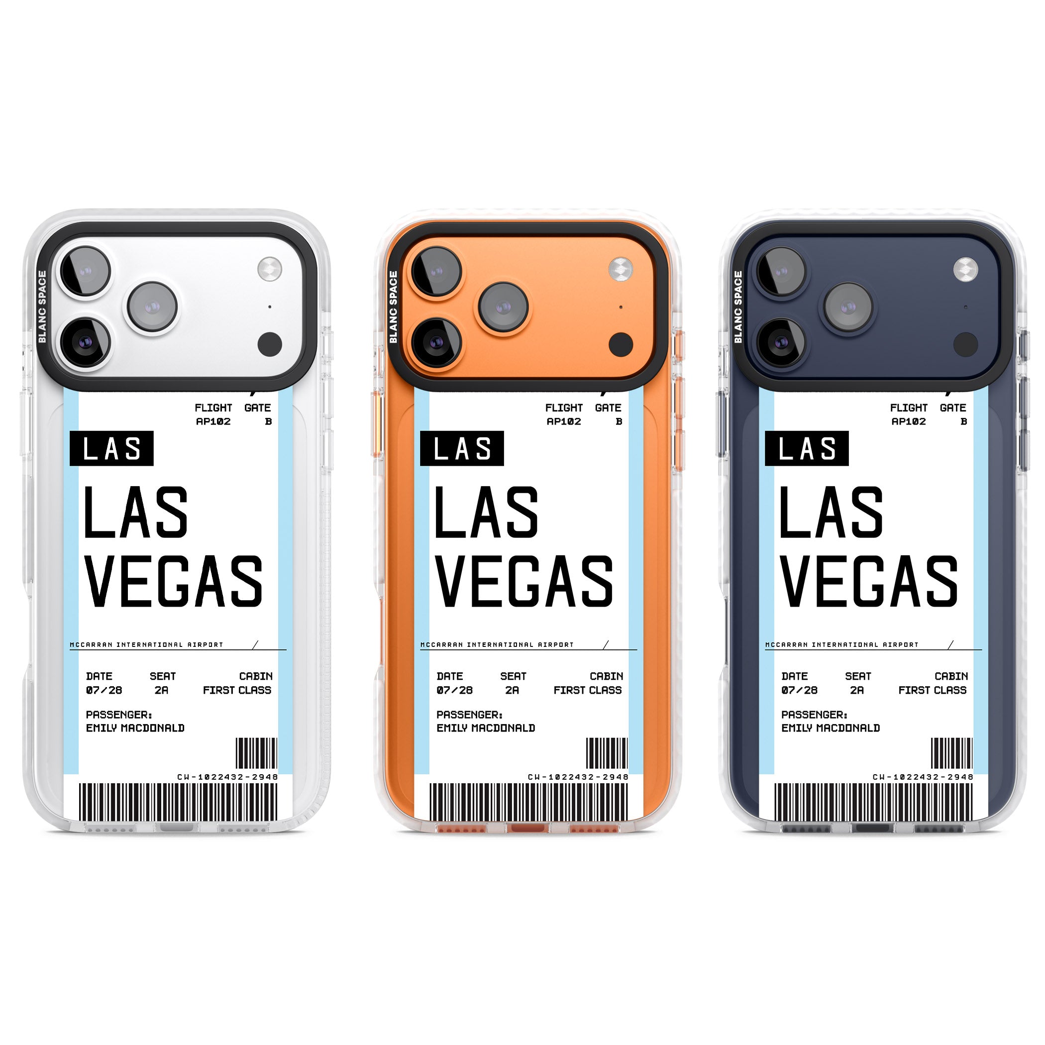 Personalised Las Vegas Boarding Pass iPhone 17 Pro Impact Pro Clear Phone Case APT Impact Protection