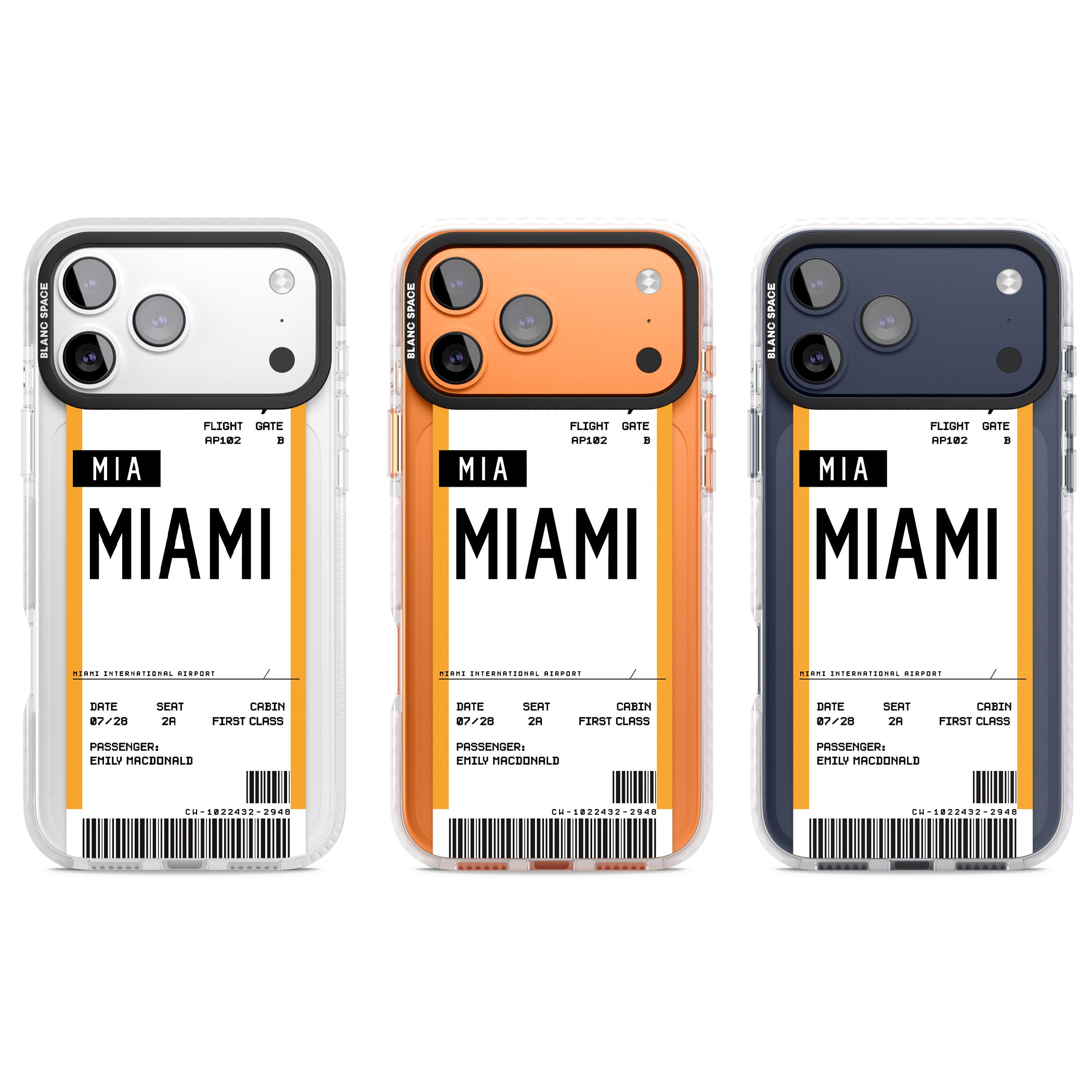 Personalised Miami Boarding Pass iPhone 17 Pro Impact Pro Clear Phone Case APT Impact Protection