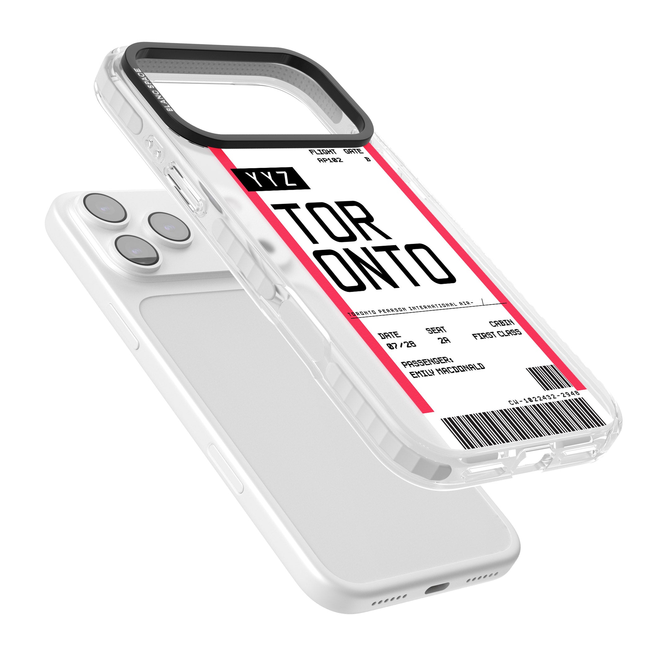 Personalised Toronto Boarding Pass iPhone 17 Pro Impact Pro Clear Phone Case Colours