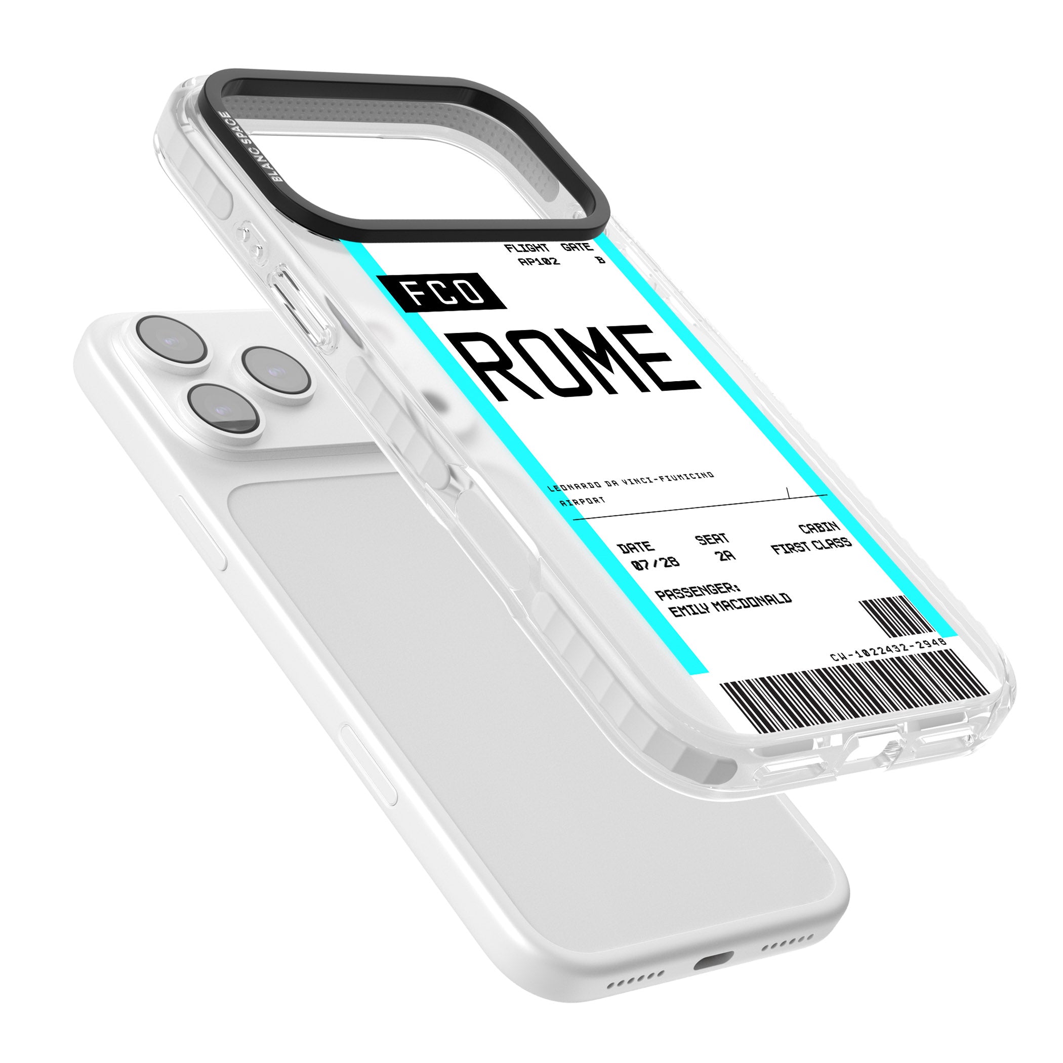 Personalised Rome Boarding Pass iPhone 17 Pro Max Impact Pro Clear Phone Case Colours