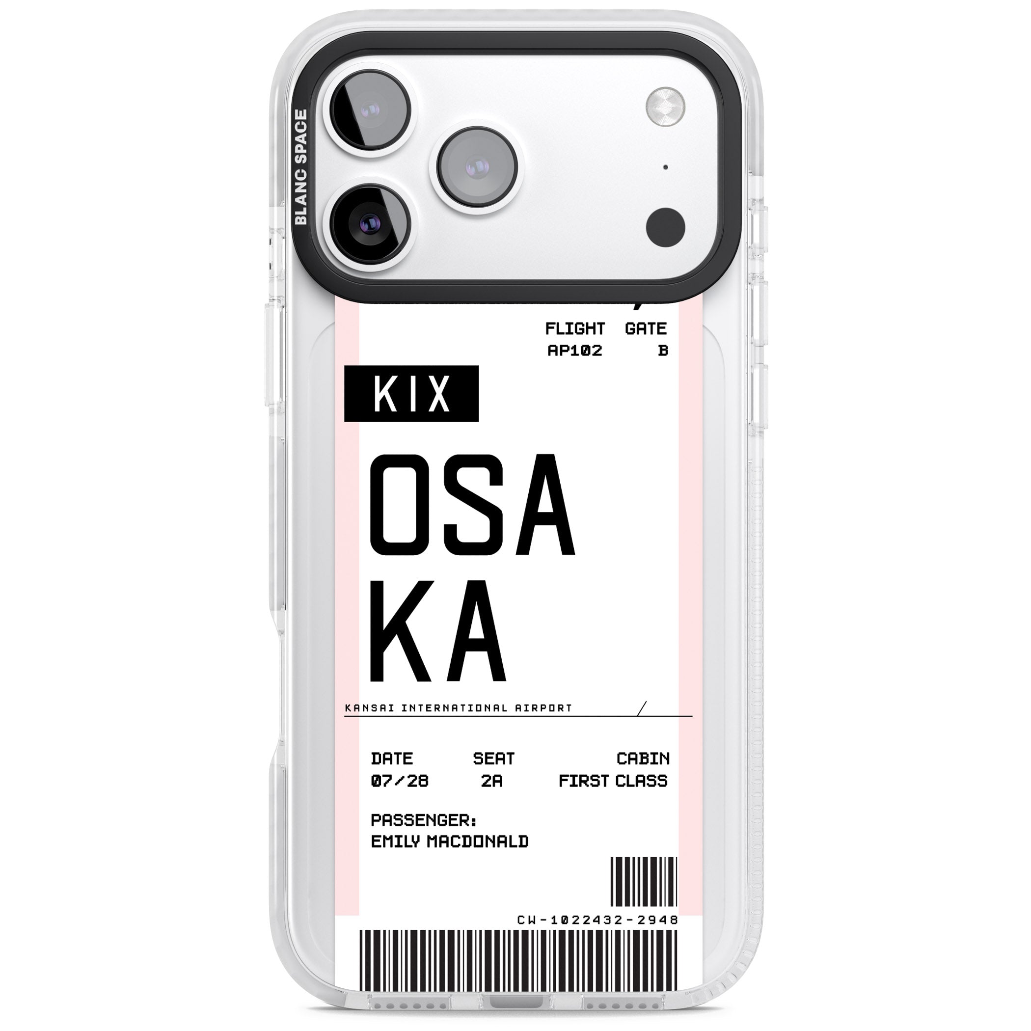 Personalised Osaka Boarding Pass iPhone 17 Pro Impact Pro Clear Phone Case