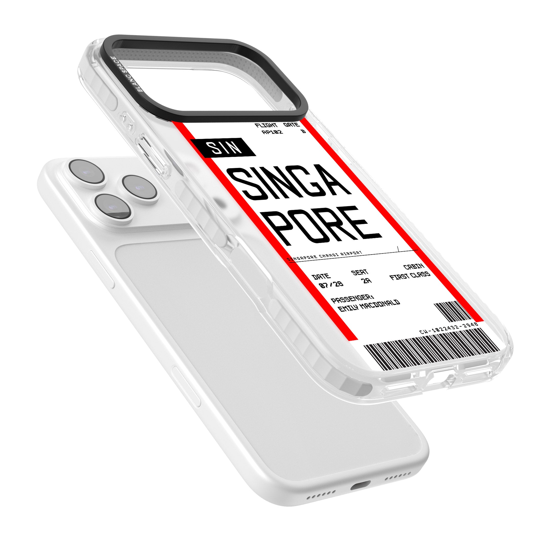 Personalised Singapore Boarding Pass iPhone 17 Pro Max Impact Pro Clear Phone Case Colours