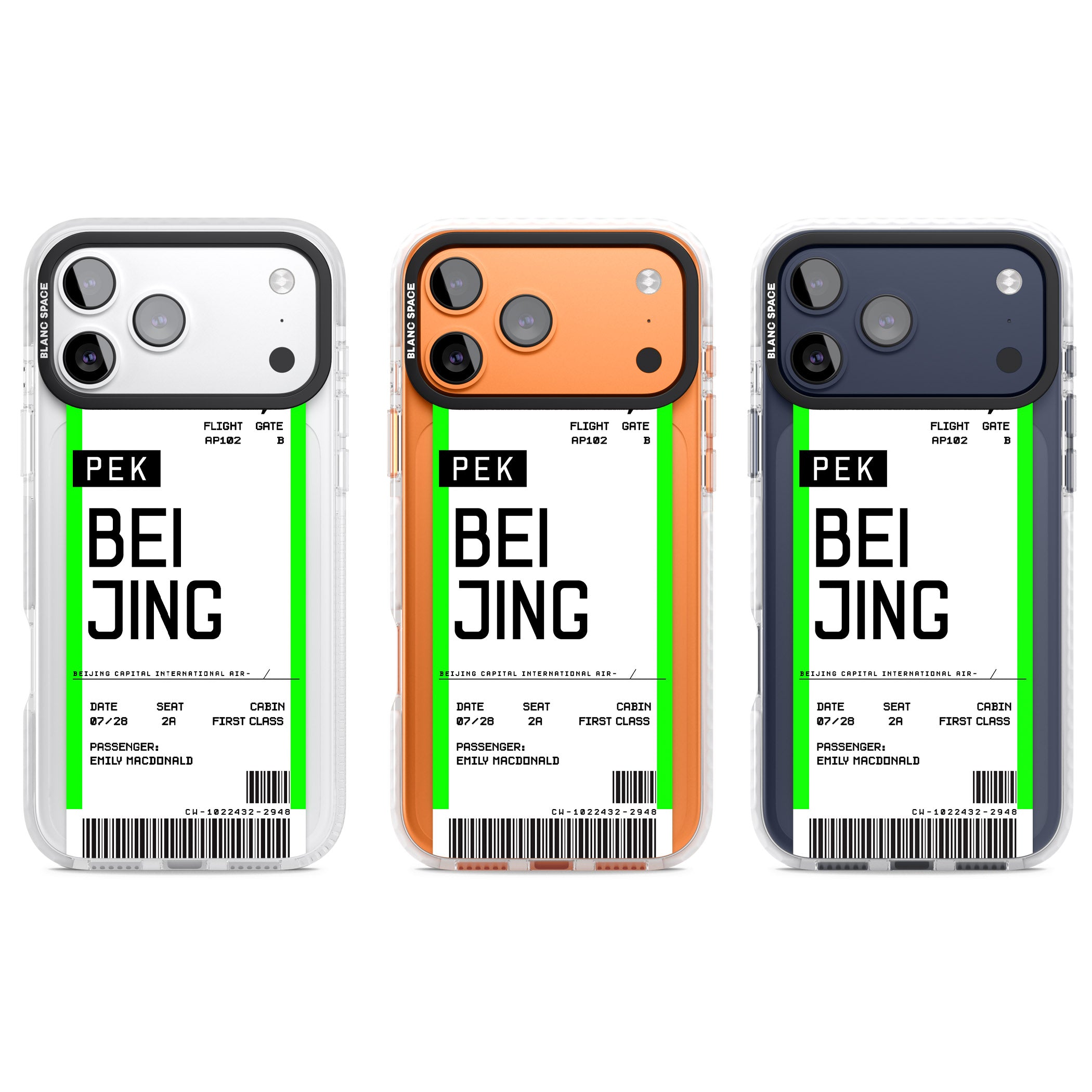 Personalised Beijing Boarding Pass iPhone 17 Pro Impact Pro Clear Phone Case APT Impact Protection