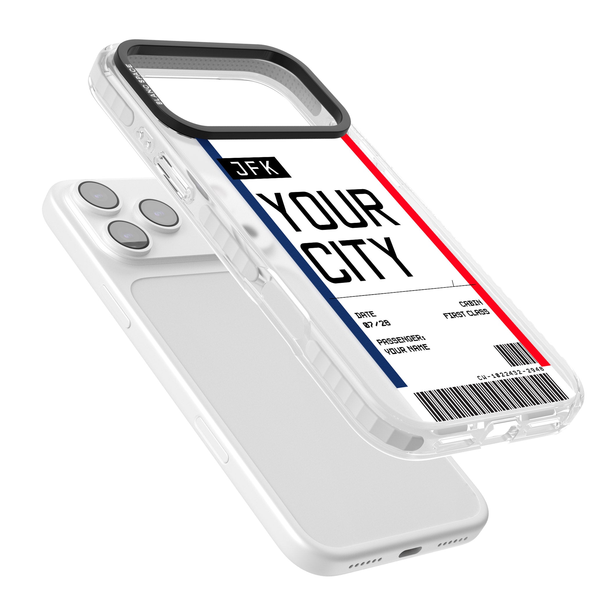 Personalised Create Your Own Boarding Pass Ticket iPhone 17 Pro Impact Pro Clear Phone Case Colours