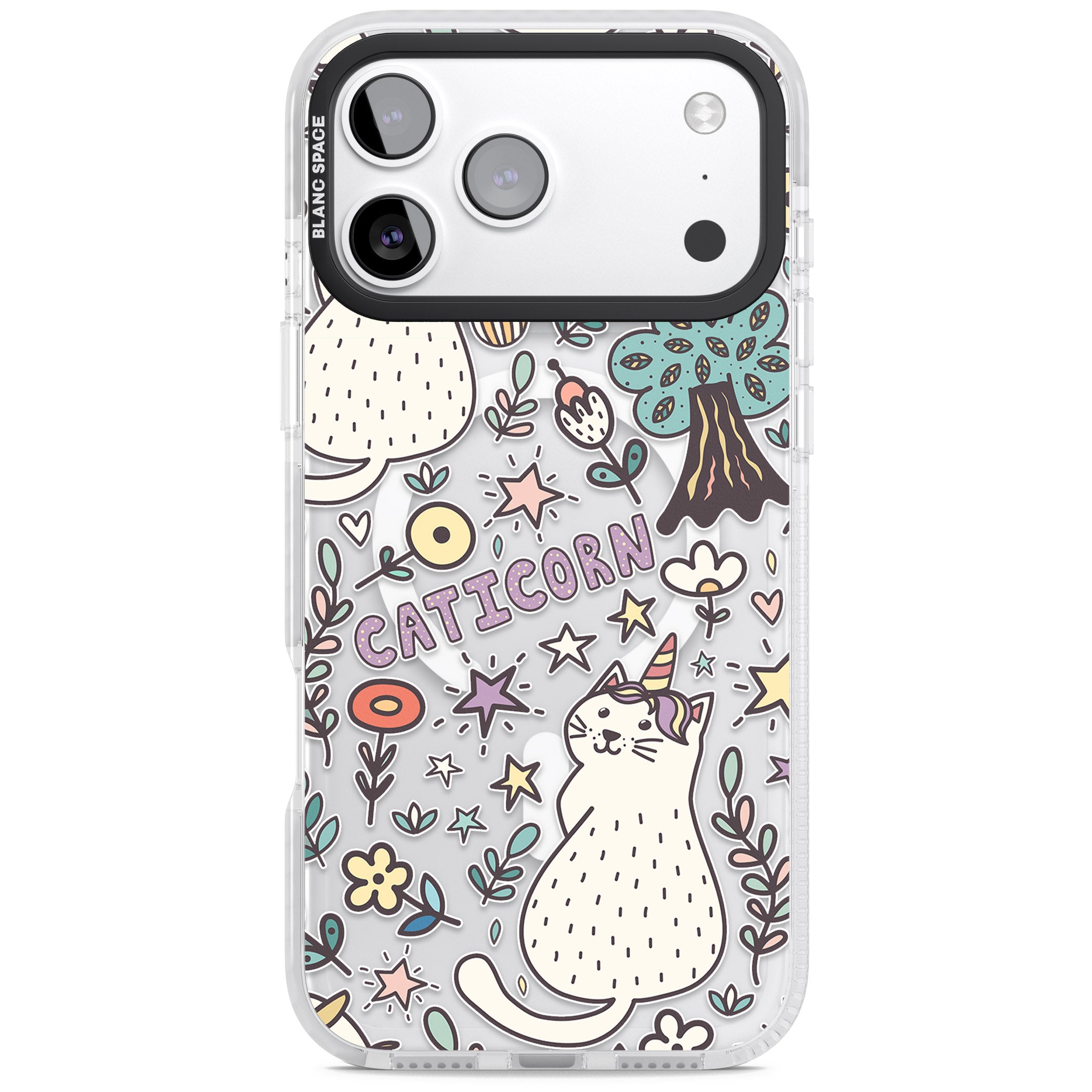 Caticorn Pattern iPhone 17 Pro Impact Pro Clear Phone Case