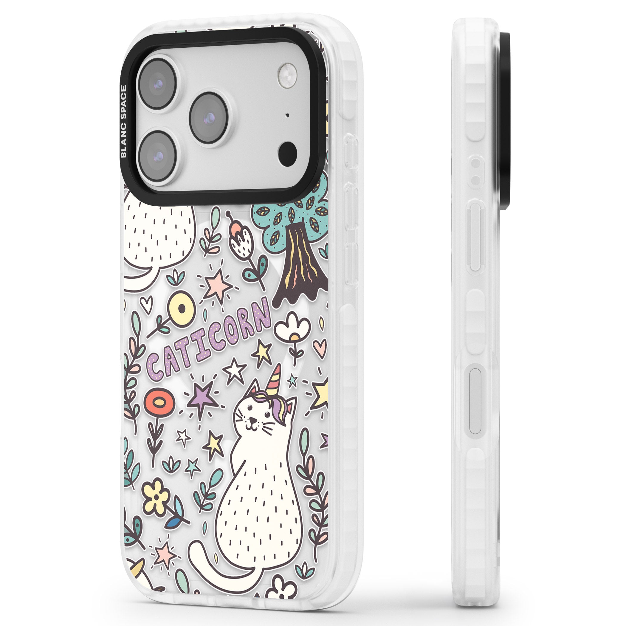 Caticorn Pattern iPhone 17 Pro Max Impact Pro Clear Phone Case Side Profile