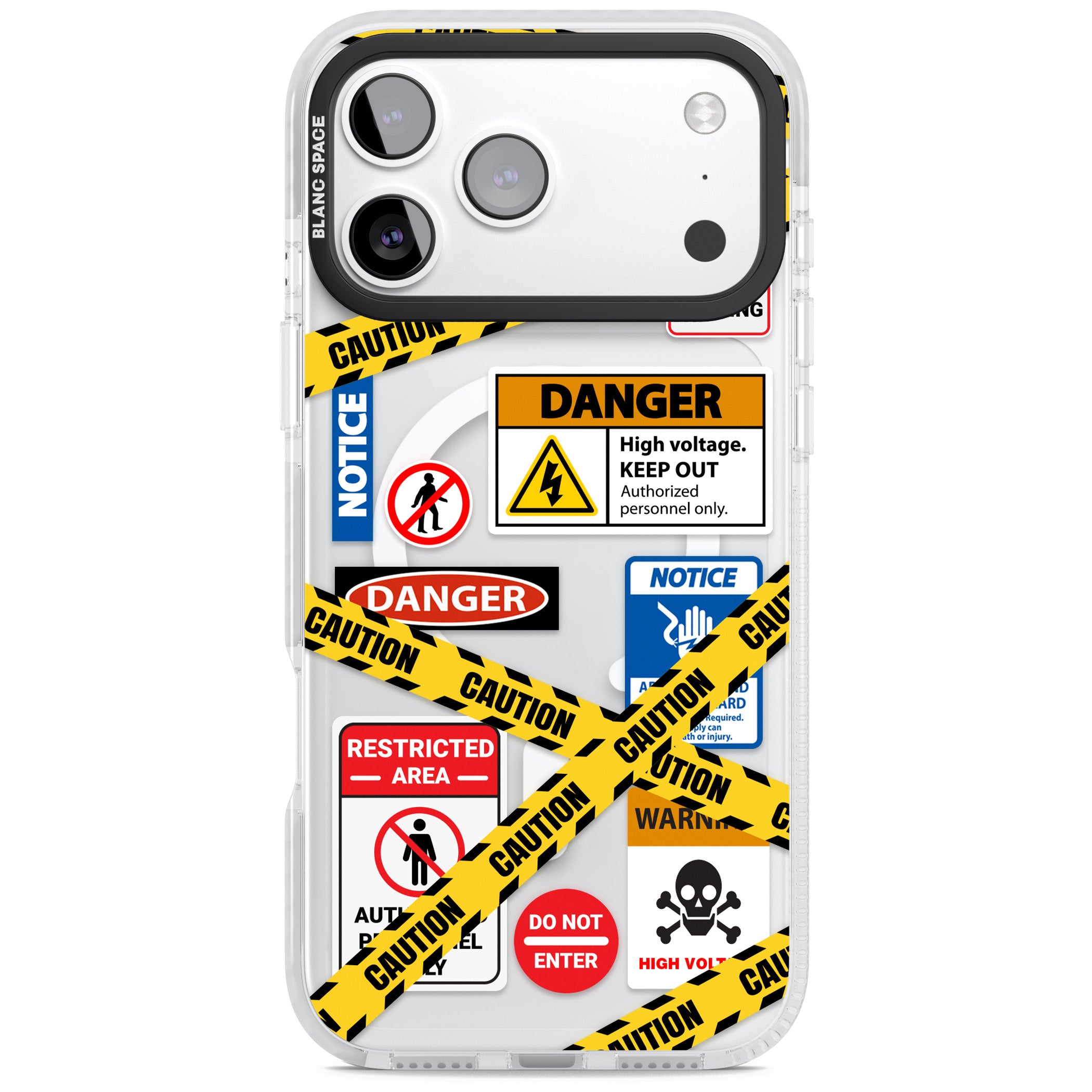 Caution Sign iPhone 17 Pro Max Impact Pro Clear Phone Case