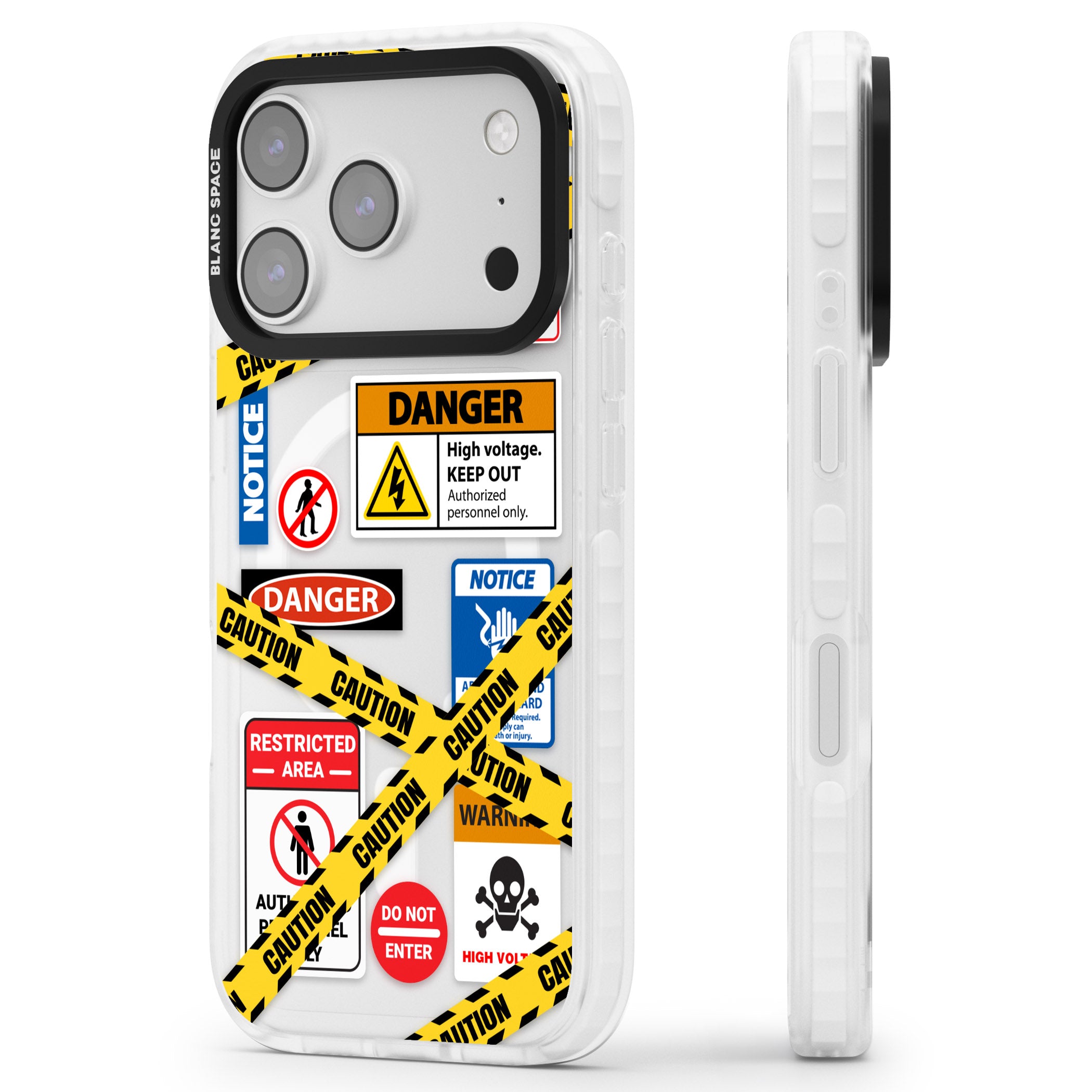 Caution Sign iPhone 17 Pro Max Impact Pro Clear Phone Case Side Profile