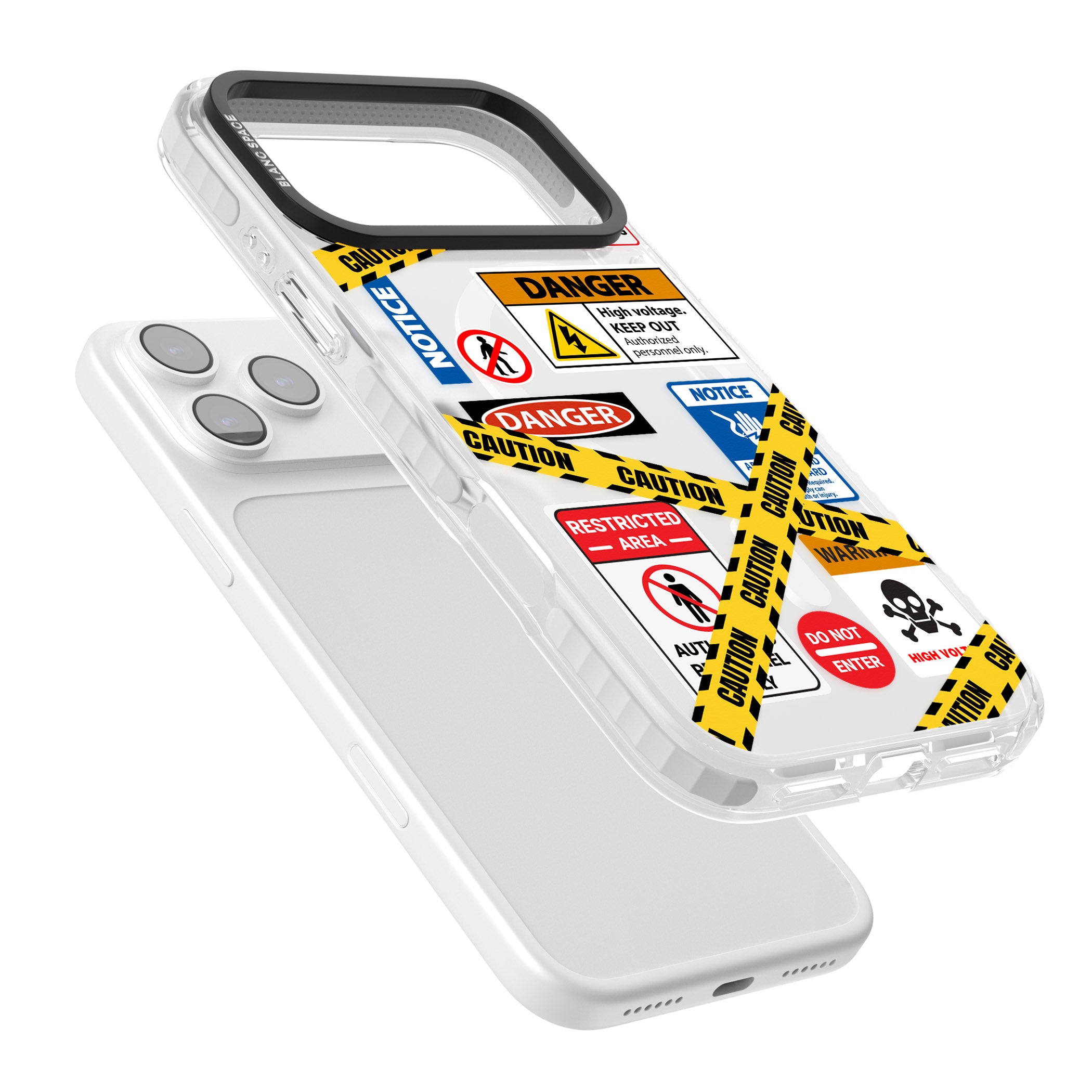 Caution Sign iPhone 17 Pro Max Impact Pro Clear Phone Case Colours