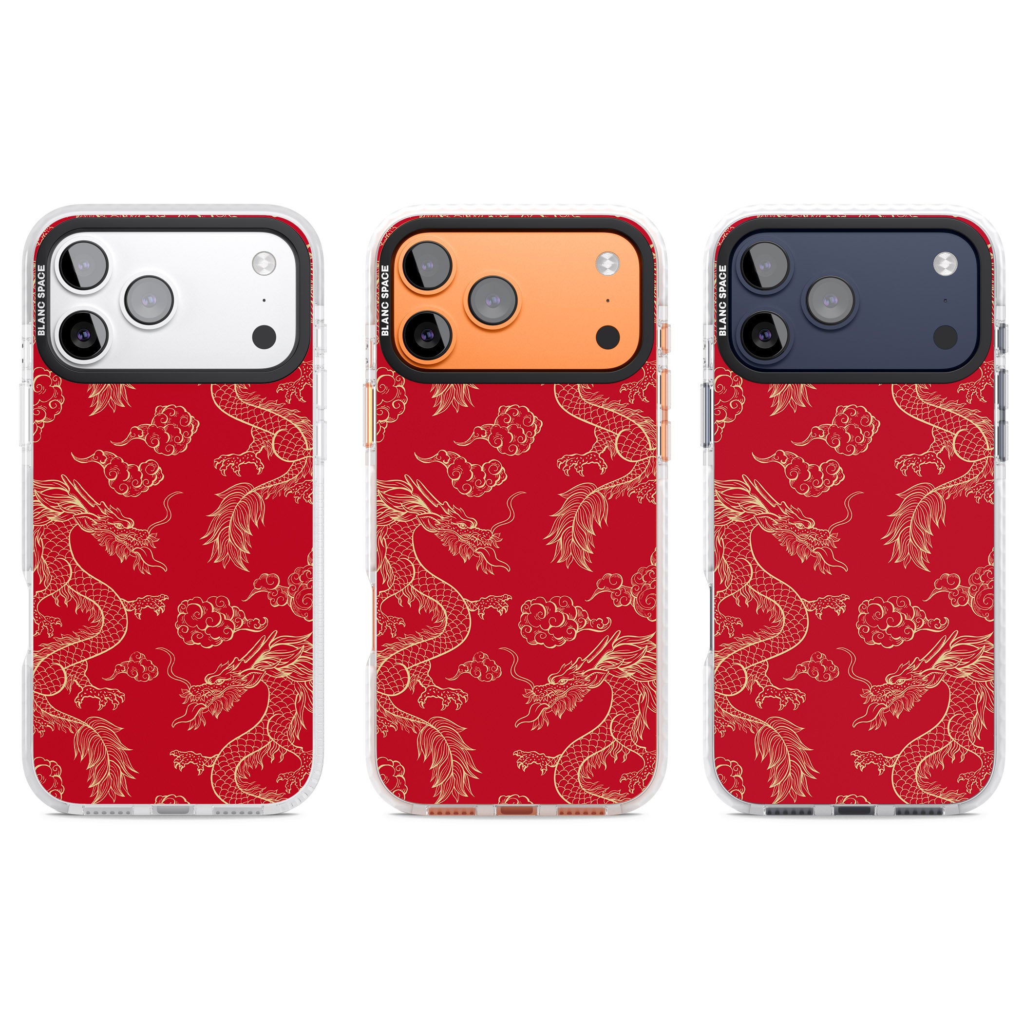 Red And Gold Dragon Pattern iPhone 17 Pro Impact Pro Clear Phone Case APT Impact Protection