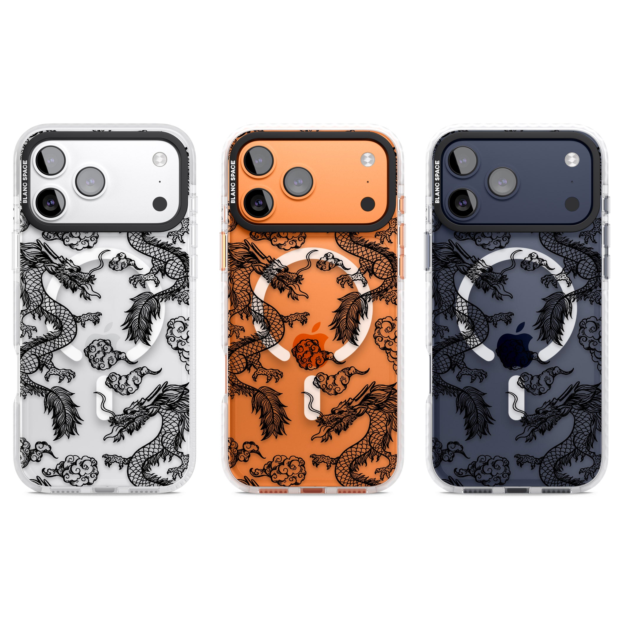 Black Dragon Pattern iPhone 17 Pro Impact Pro Clear Phone Case APT Impact Protection