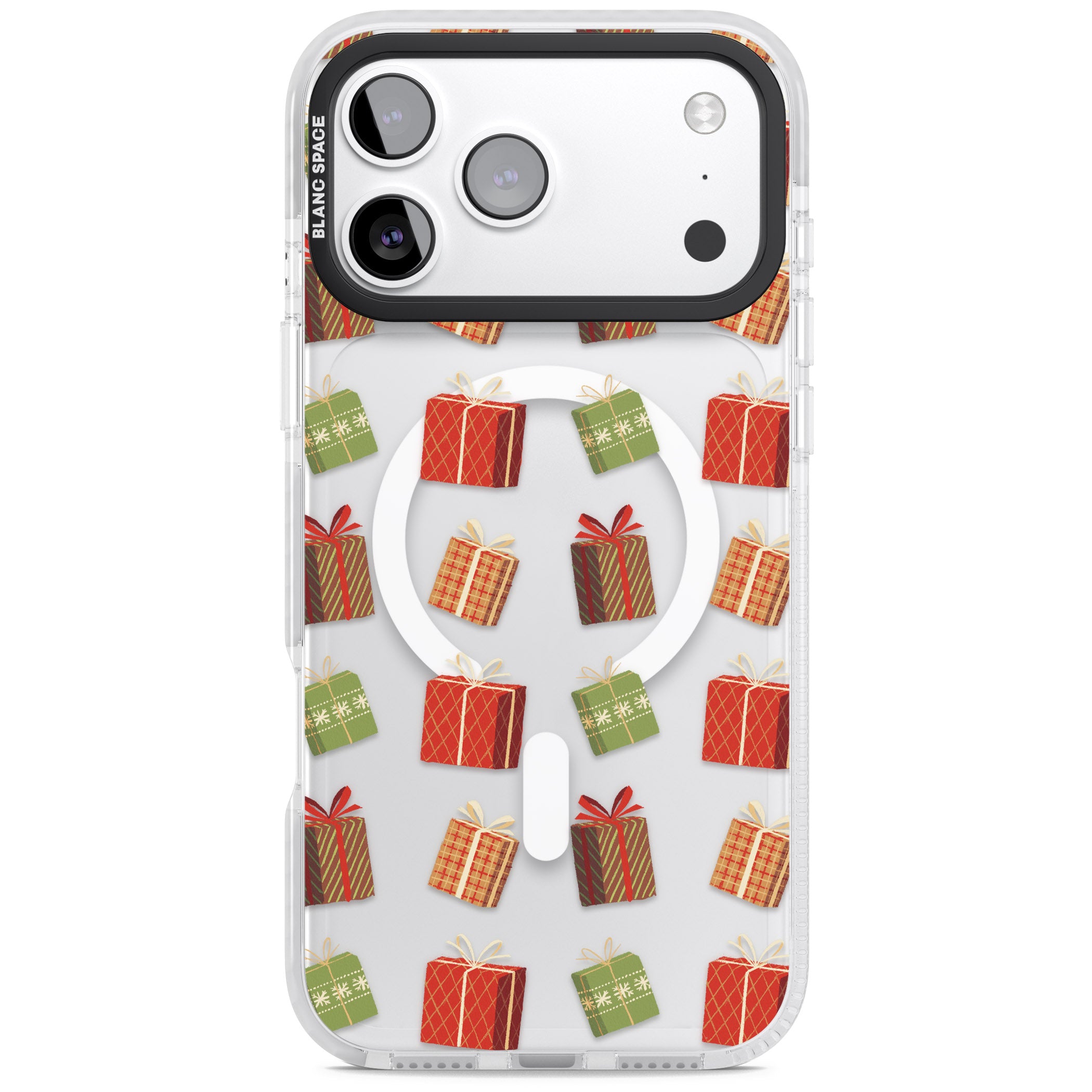 Christmas Presents Pattern iPhone 17 Pro Max Impact Pro Clear Phone Case