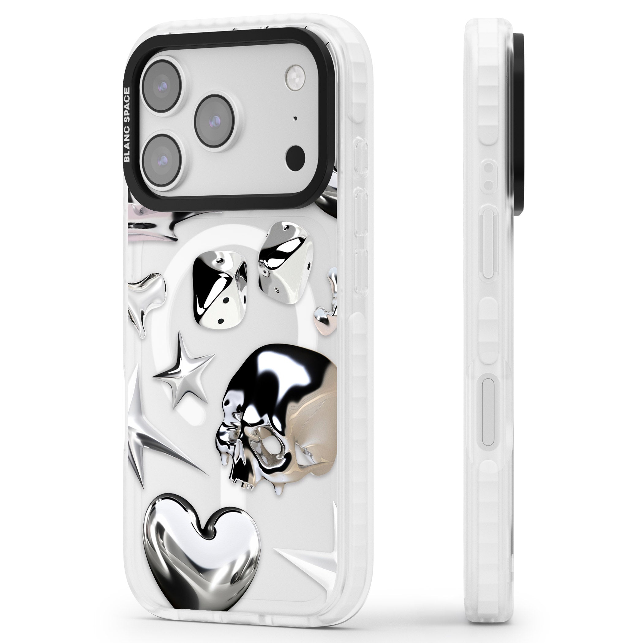 Chromed iPhone 17 Pro Impact Pro Clear Phone Case Side Profile