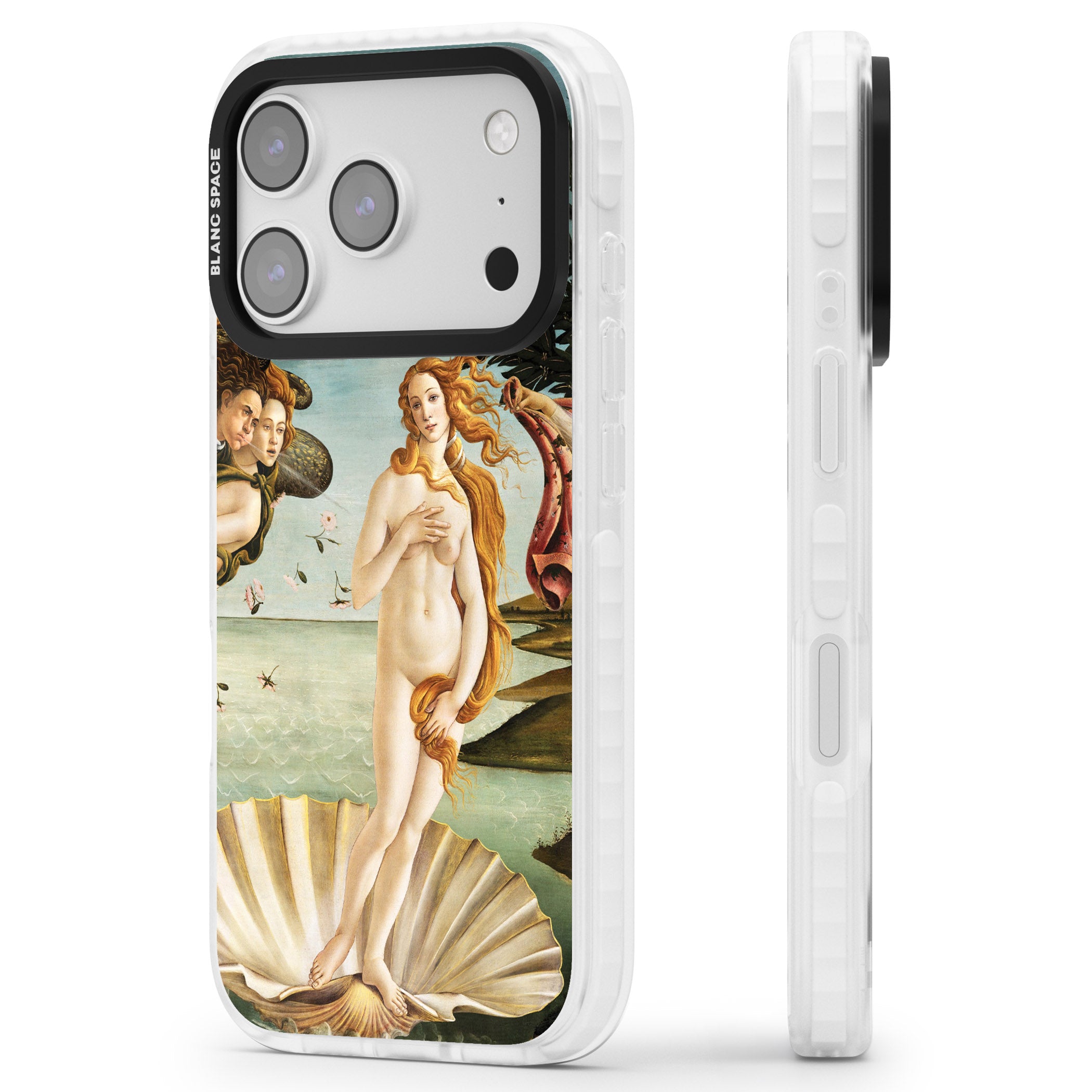 The Birth of Venus - Sandro Botticelli iPhone 17 Pro Max Impact Pro Clear Phone Case Side Profile