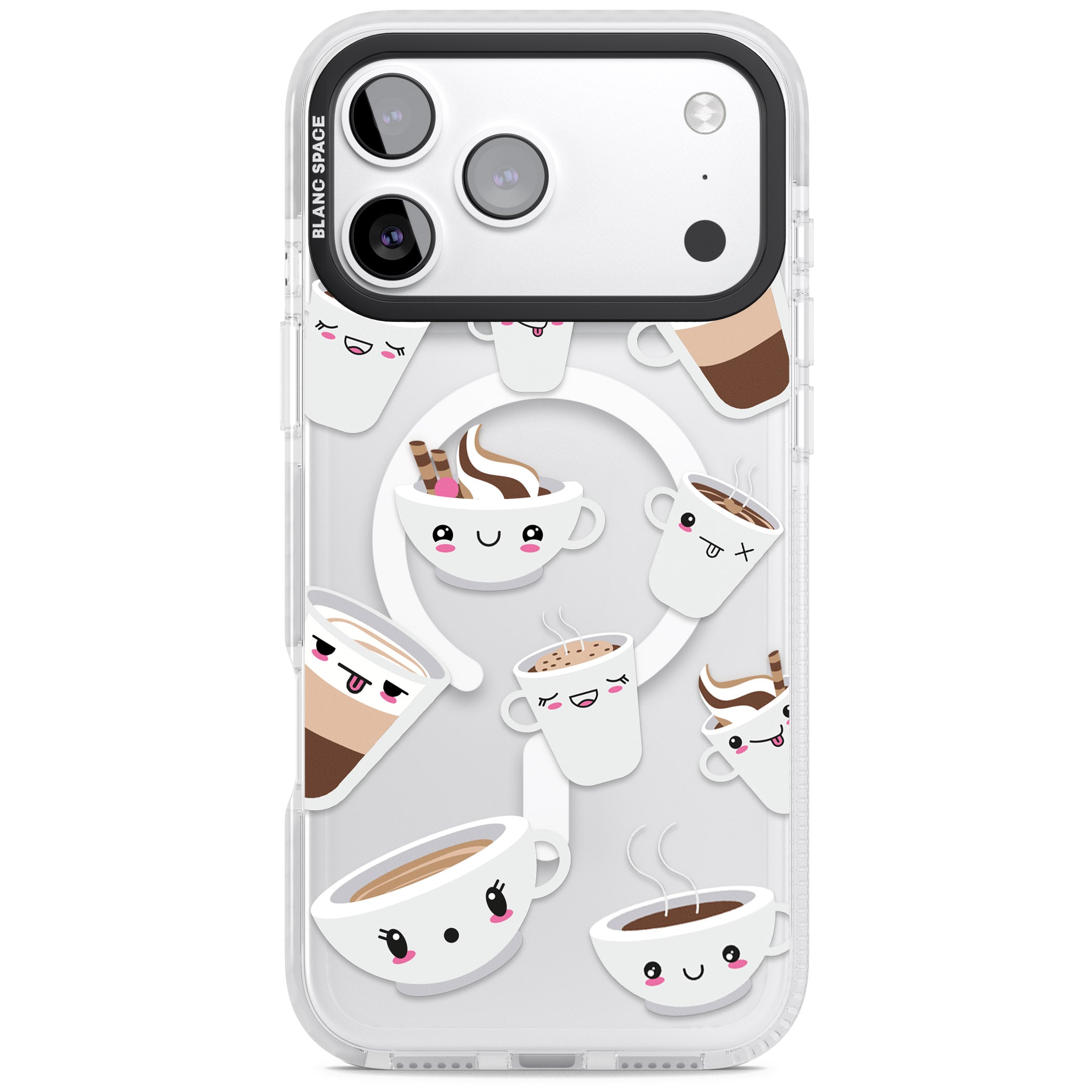 Coffee Faces iPhone 17 Pro Max Impact Pro Clear Phone Case