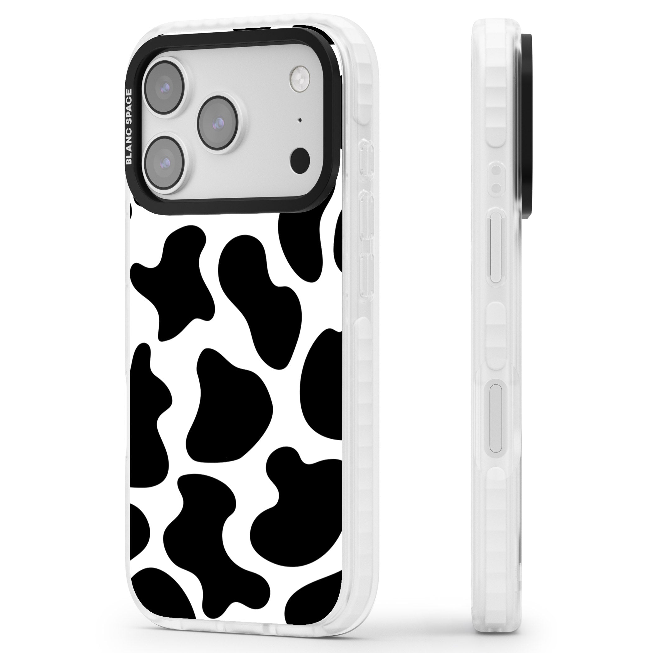 Cow Print iPhone 17 Pro Max Impact Pro Clear Phone Case Side Profile