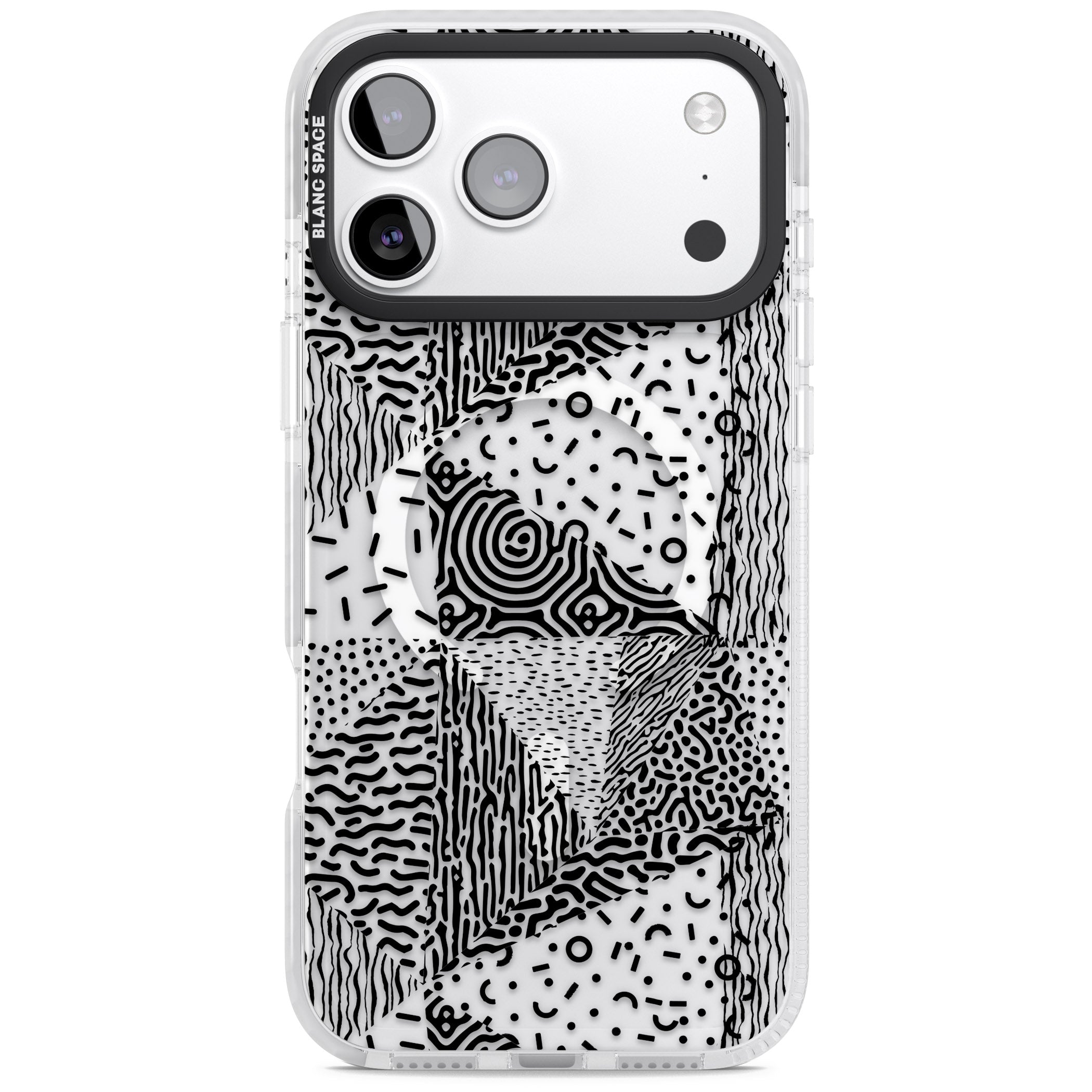 Monochrome Pattern iPhone 17 Pro Impact Pro Clear Phone Case