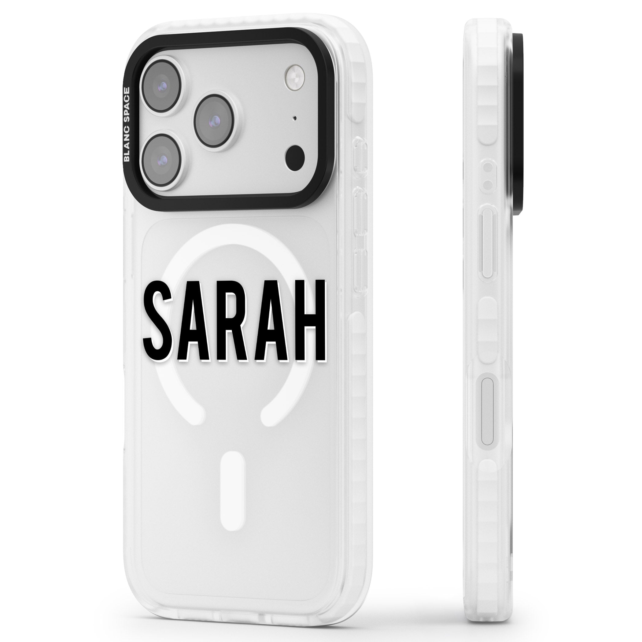 Personalised Clear Name iPhone 17 Pro Max Impact Pro Clear Phone Case Side Profile