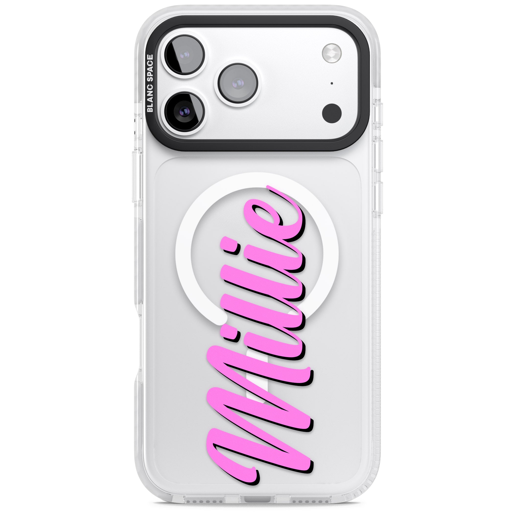 Personalised Cute Vertical Name iPhone 17 Pro Impact Pro Clear Phone Case