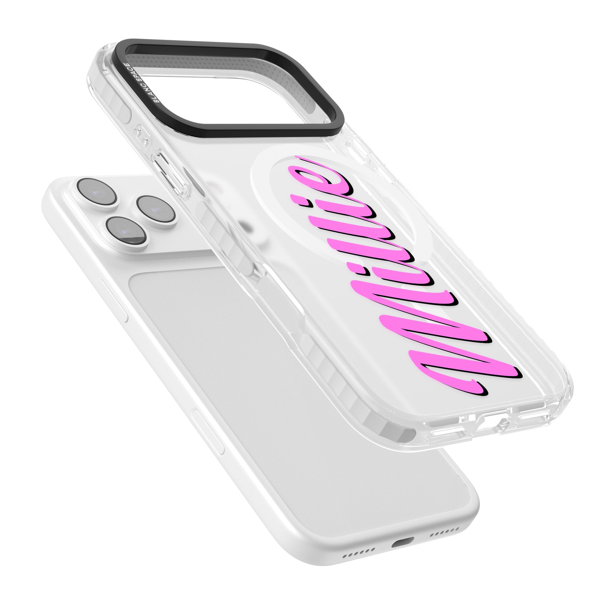 Personalised Cute Vertical Name iPhone 17 Pro Impact Pro Clear Phone Case Colours